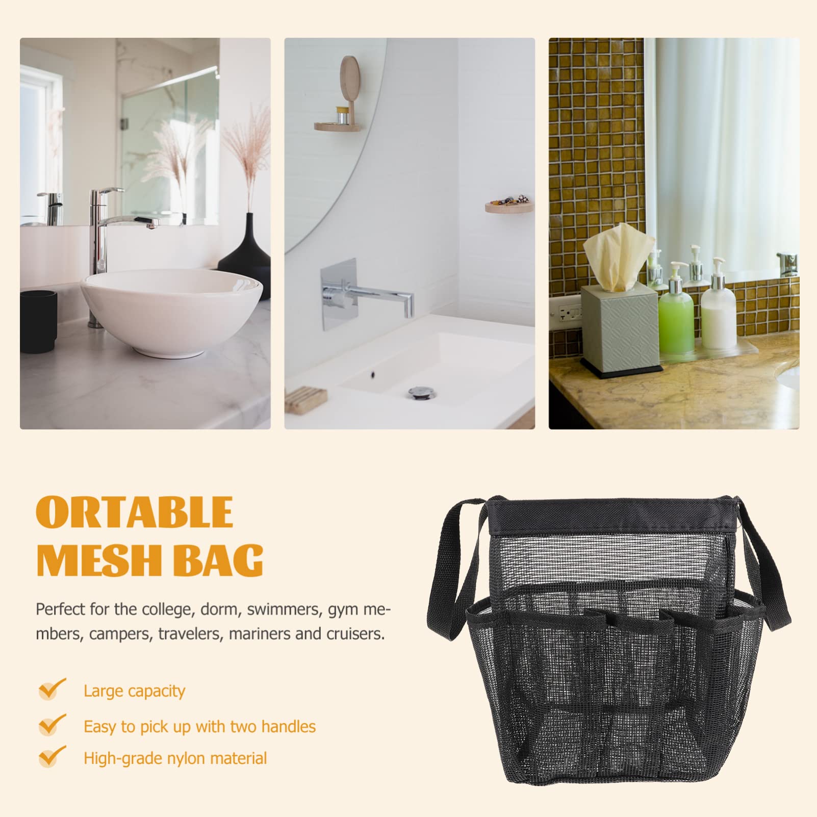 Zerodeko Quick Dry Mesh Storage Tote Bag - Large Waterproof Cosmetic & Shower Organizer for Travel, Beach, Gym | Portable Nylon Makeup Bag for Men & Women | Perfect for Swimming, Camping & Vacation Essentials