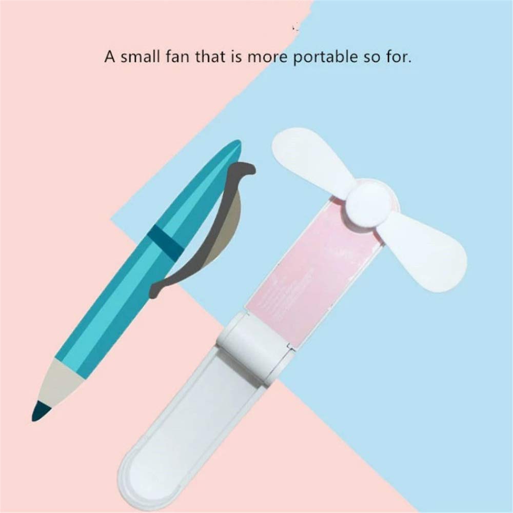 Handheld Mini Fan USB Rechargeable - Portable Folding Pocket Fan with 2 Speeds | Small Travel Fan for Home, Office, Camping & Outdoor Activities | Perfect for Summer, Travel & Hot Weather (Pink)