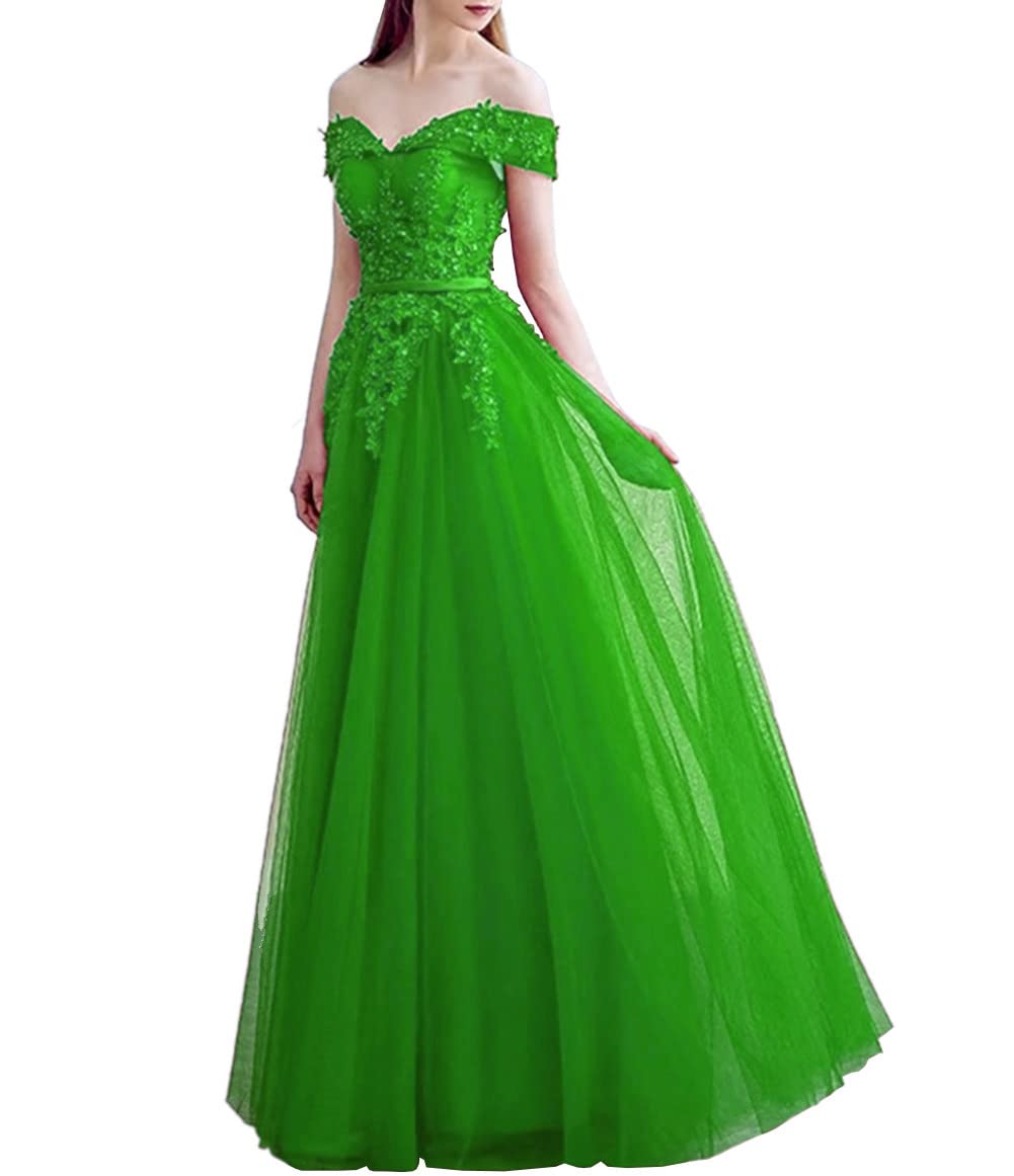 Elegant Off-the-Shoulder Long Formal Evening Dress for Women - Lime Green Prom Gown for Special Occasions | Perfect for Weddings, Galas & Red Carpet Events