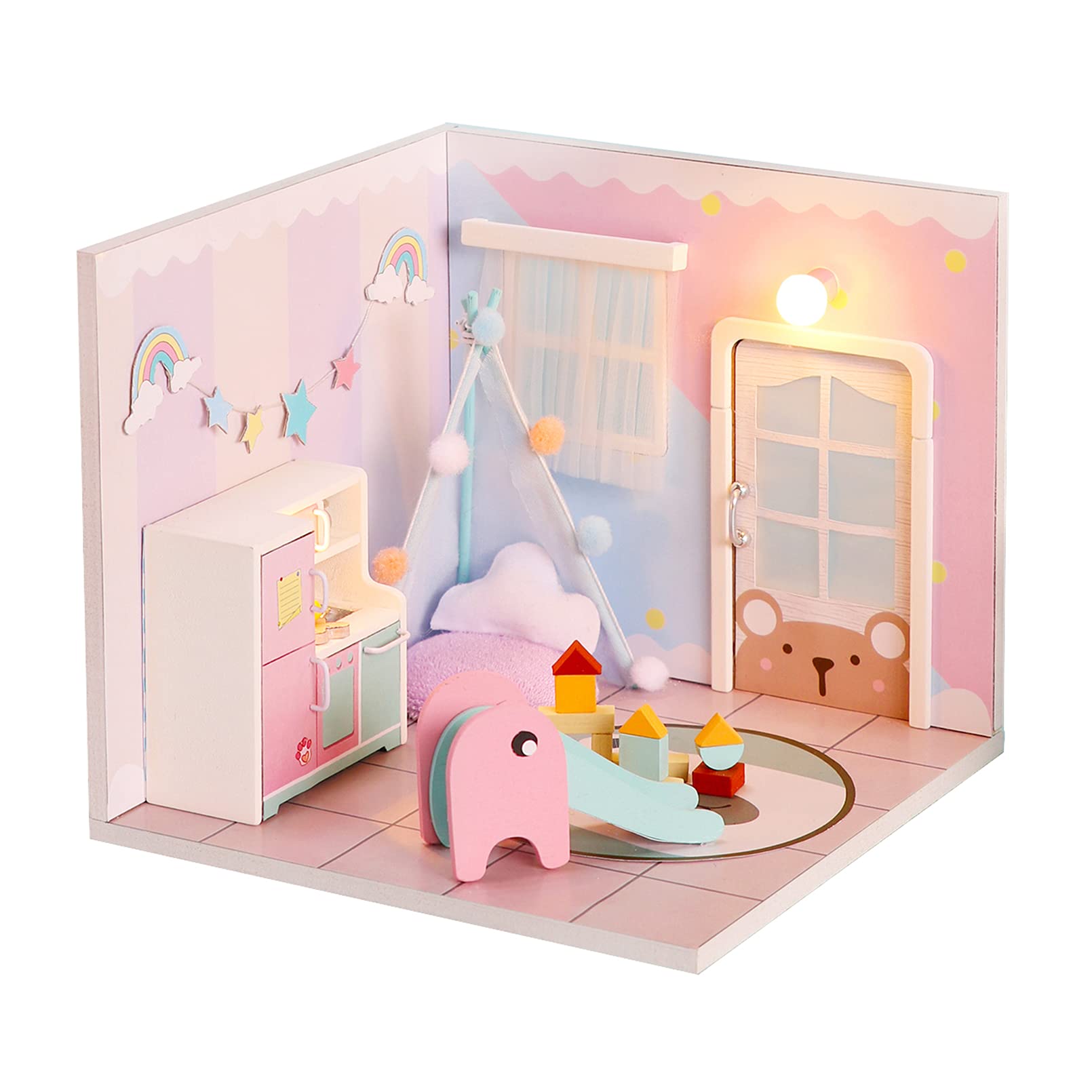 SPILAY DIY Miniature Wooden Dollhouse Furniture Kit - Handmade 1:24 Scale House Model with LED Lights & Dust Cover | Creative Gift for Adults, Girlfriend Birthday | Perfect for Home Decor, Collectors & Miniature Enthusiasts