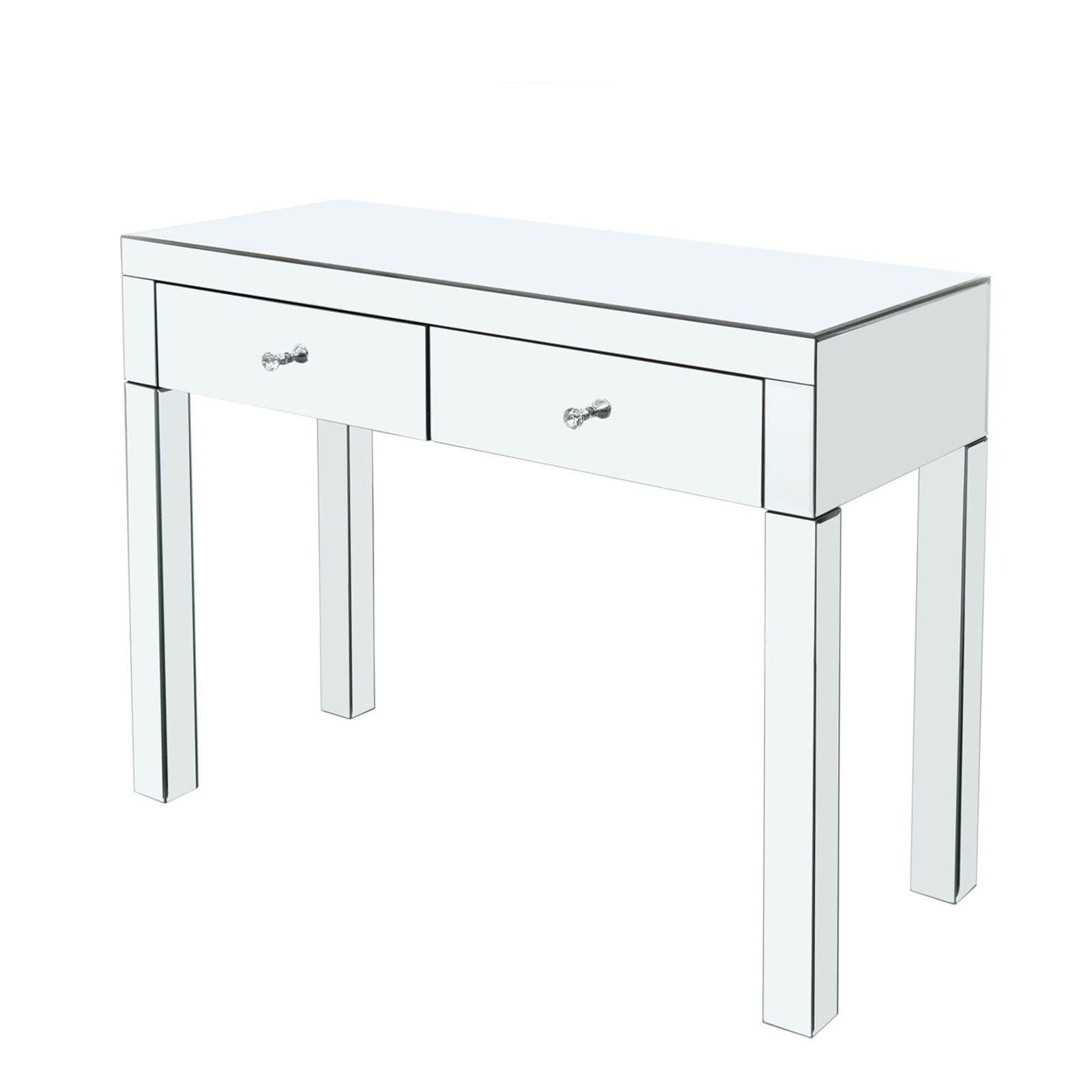 Silver Mirrored Console Table with 2 Drawers - 39