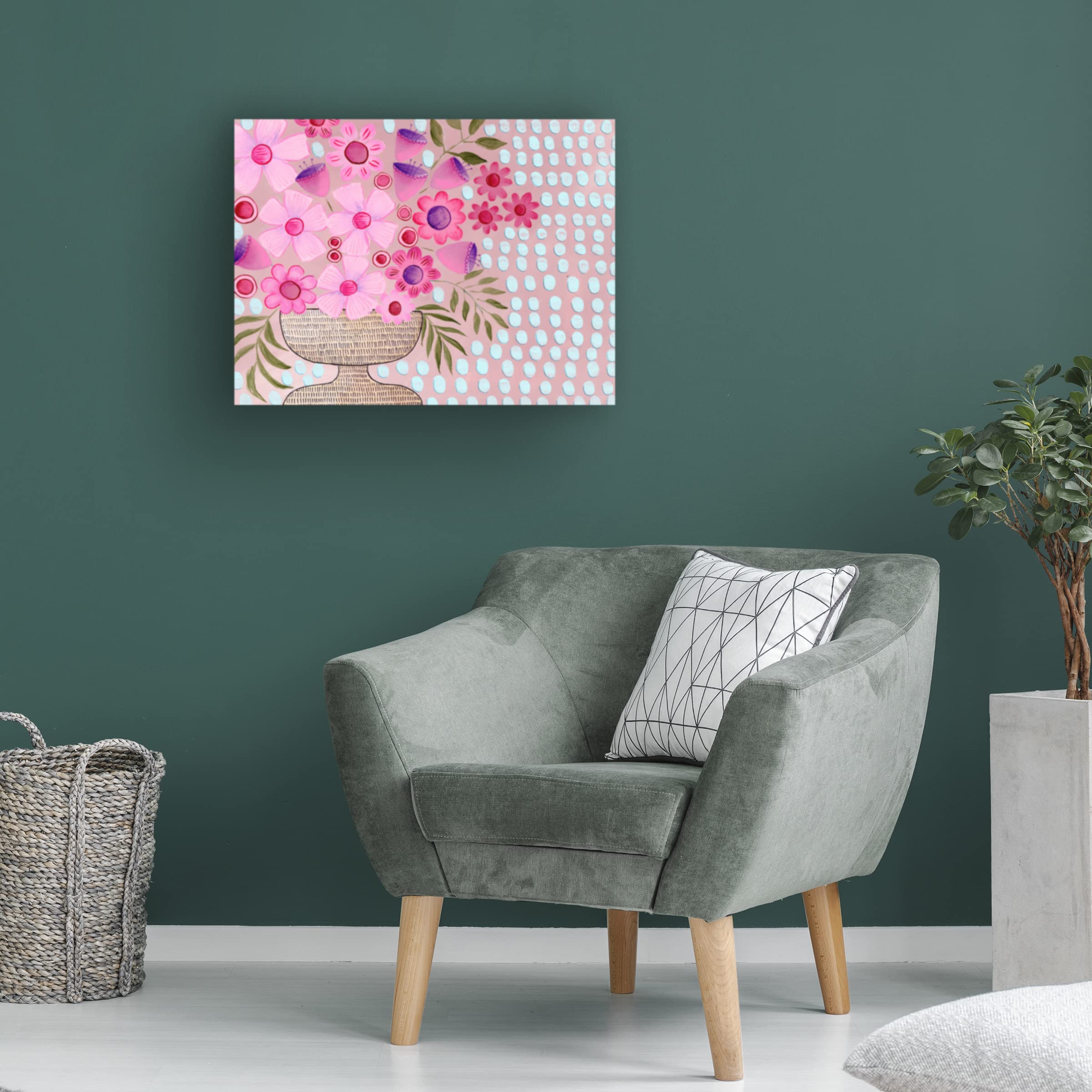 Cheeky Pink Floral I Canvas Wall Art by Regina Moore - Modern Botanical Painting for Living Room, Bedroom & Office Decor