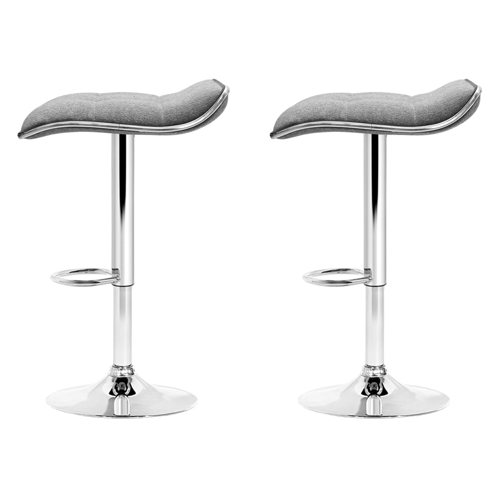 2-Pack Adjustable Height Bar Stools with Linen Upholstery and Gas Lift Mechanism - Perfect for Kitchen Islands, Breakfast Nooks & Home Bars