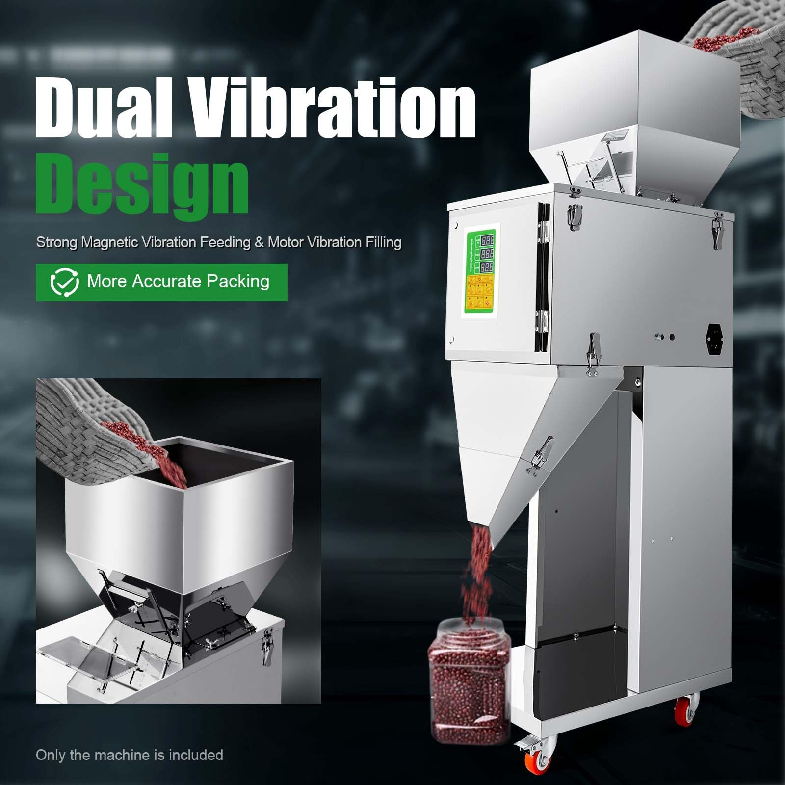 10-999g Automatic Stainless Steel Weighing Filling Machine for Tea, Seeds & Grains - Precise Bottle & Bag Filler for Home, Commercial & Industrial Use