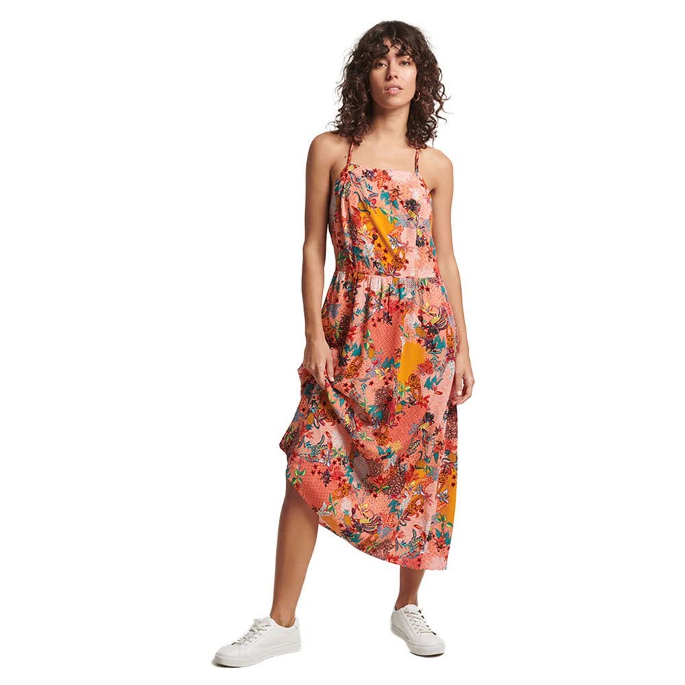 Superdry Women's Vintage Cami Maxi Dress - Slim Fit, Braided Spaghetti Straps, Flowy Summer Dress for Beach, Party & Casual Wear