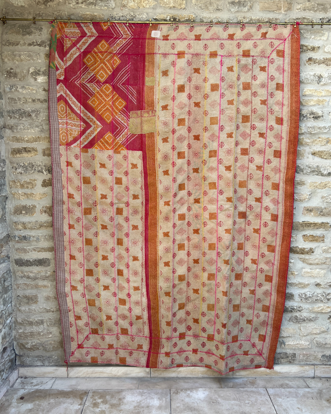 Premium Midweight Kantha Quilt No. 793 - Handmade Cotton Bedspread for Cozy Home Decor | Perfect for Bedroom, Living Room & Guest Room