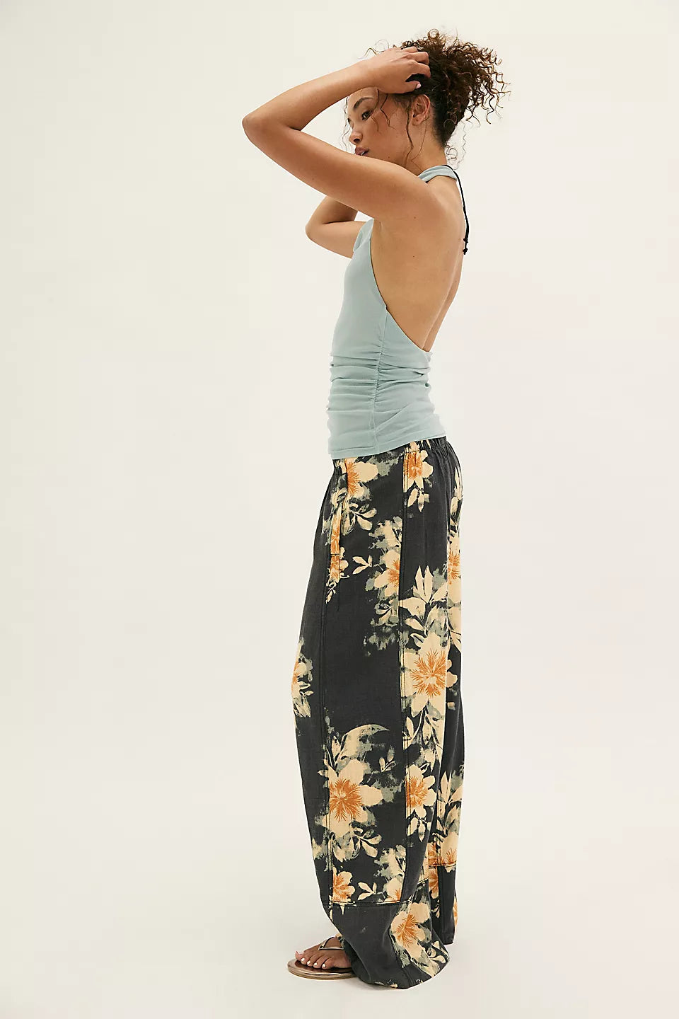 Days End Linen Printed Pull On Pants - Soft Elastic Waist Comfortable Lounge Pants for Women, Black Combo - Perfect for Yoga, Home Wear & Casual Outings