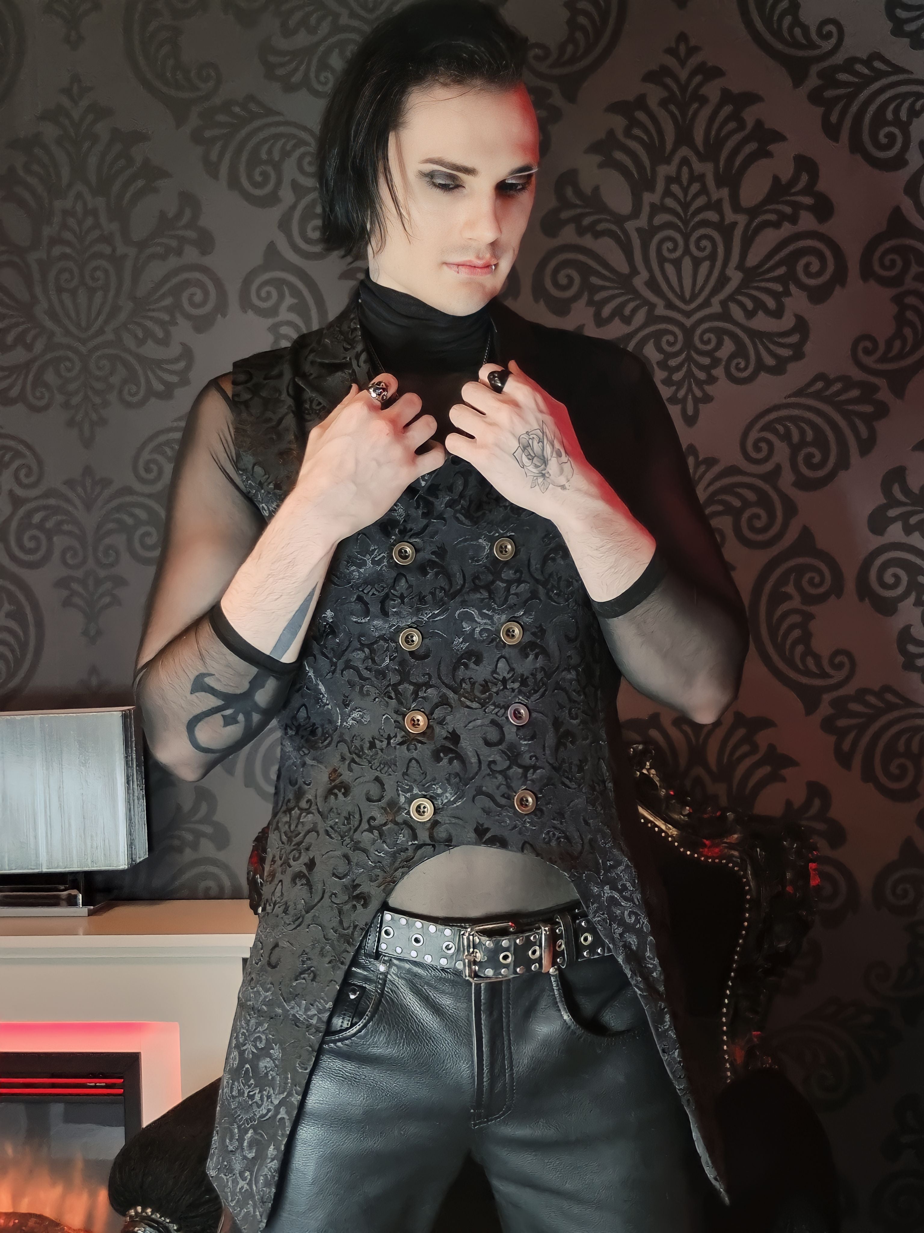 Men's Gothic Steampunk Double Breasted Vest Brocade Waistcoat - Victorian Style Formal Wear for Cosplay, Renaissance Fairs & Steampunk Events