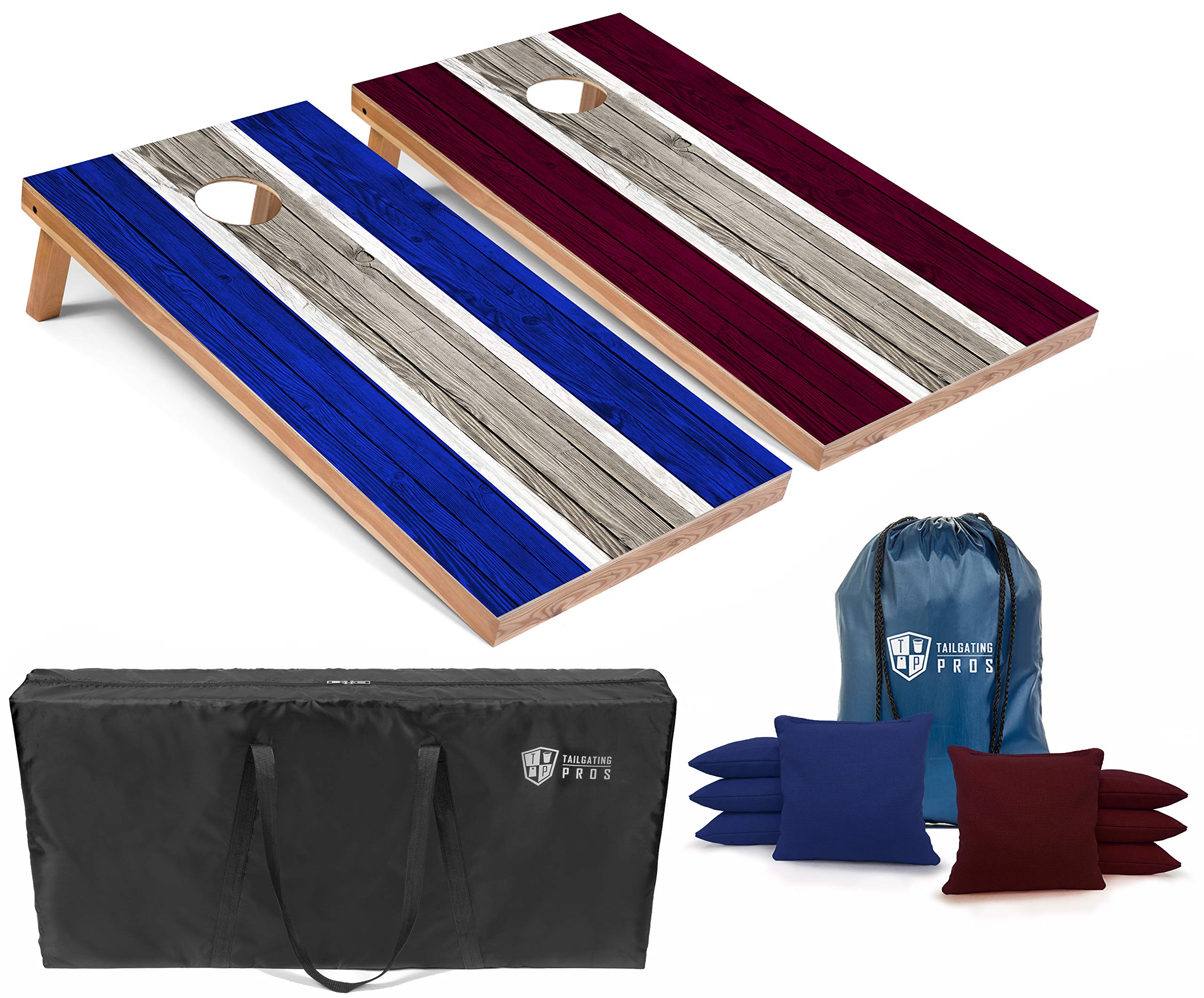 Premium LED Light-Up Cornhole Game Set - 4'x2' Regulation Size Boards with Striped Design, 8 Bean Bags & Carrying Case - Perfect for Tailgating, Backyard Parties, and Outdoor Events