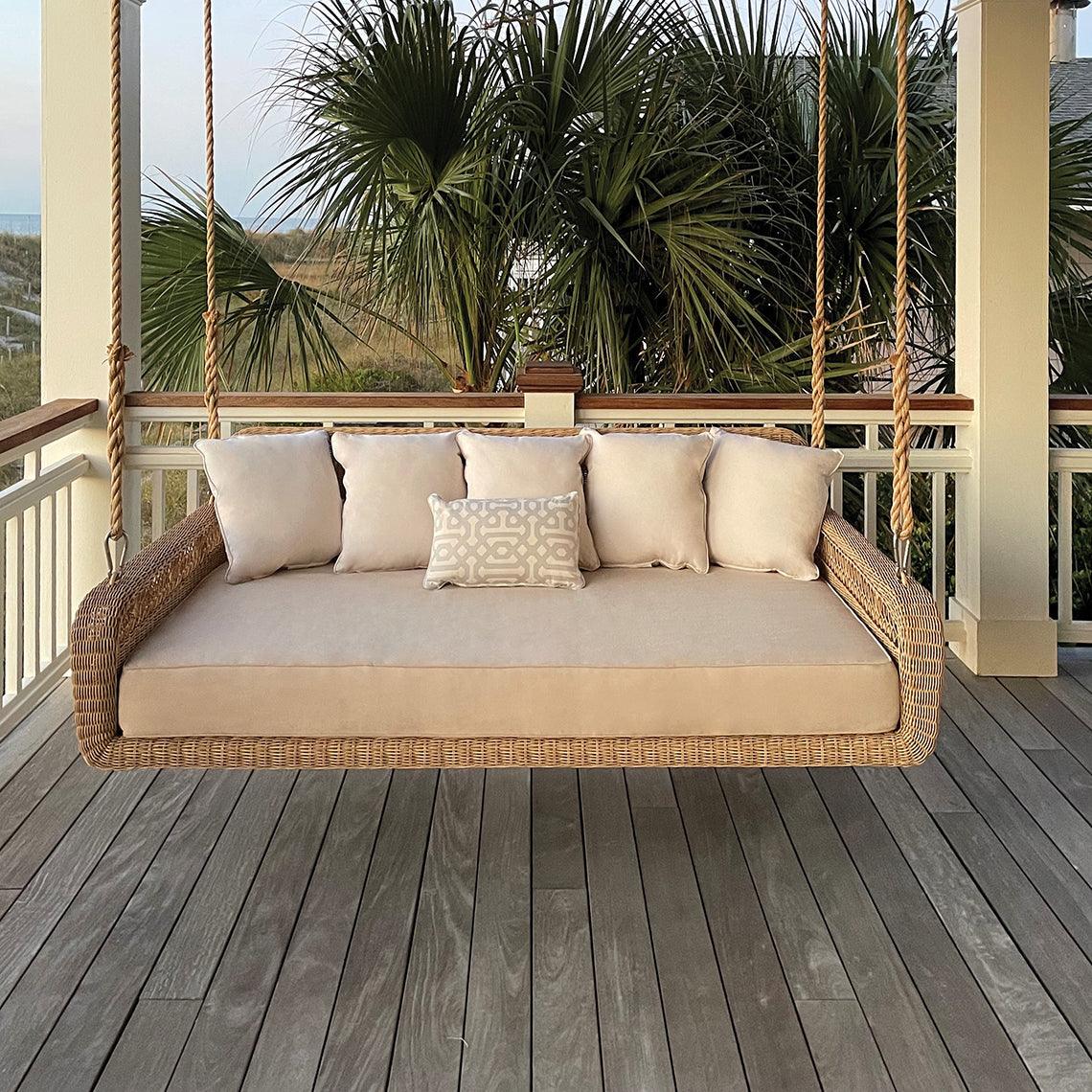 Amelia Hanging Daybed - Outdoor Patio Swing Bed with Canopy for Garden, Backyard, and Porch - Perfect for Relaxing, Lounging, and Napping