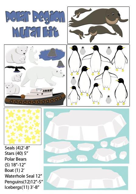 Polar Region Mural Kit Large - DIY Arctic Themed Wall Decoration for Kids Room, Classroom & Nursery | Easy-to-Apply Removable Wall Stickers for Winter Wonderland Decor