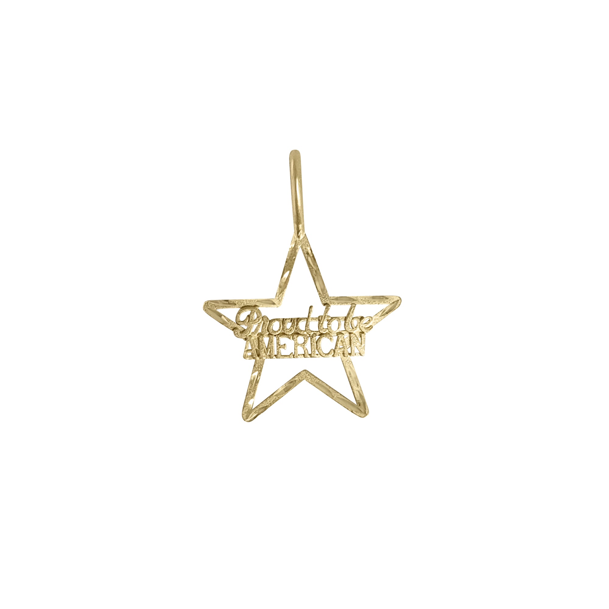 Proud To Be American 14k Yellow Gold Diamond Cut Pendant - Perfect for Patriotic Gifts & Special Occasions