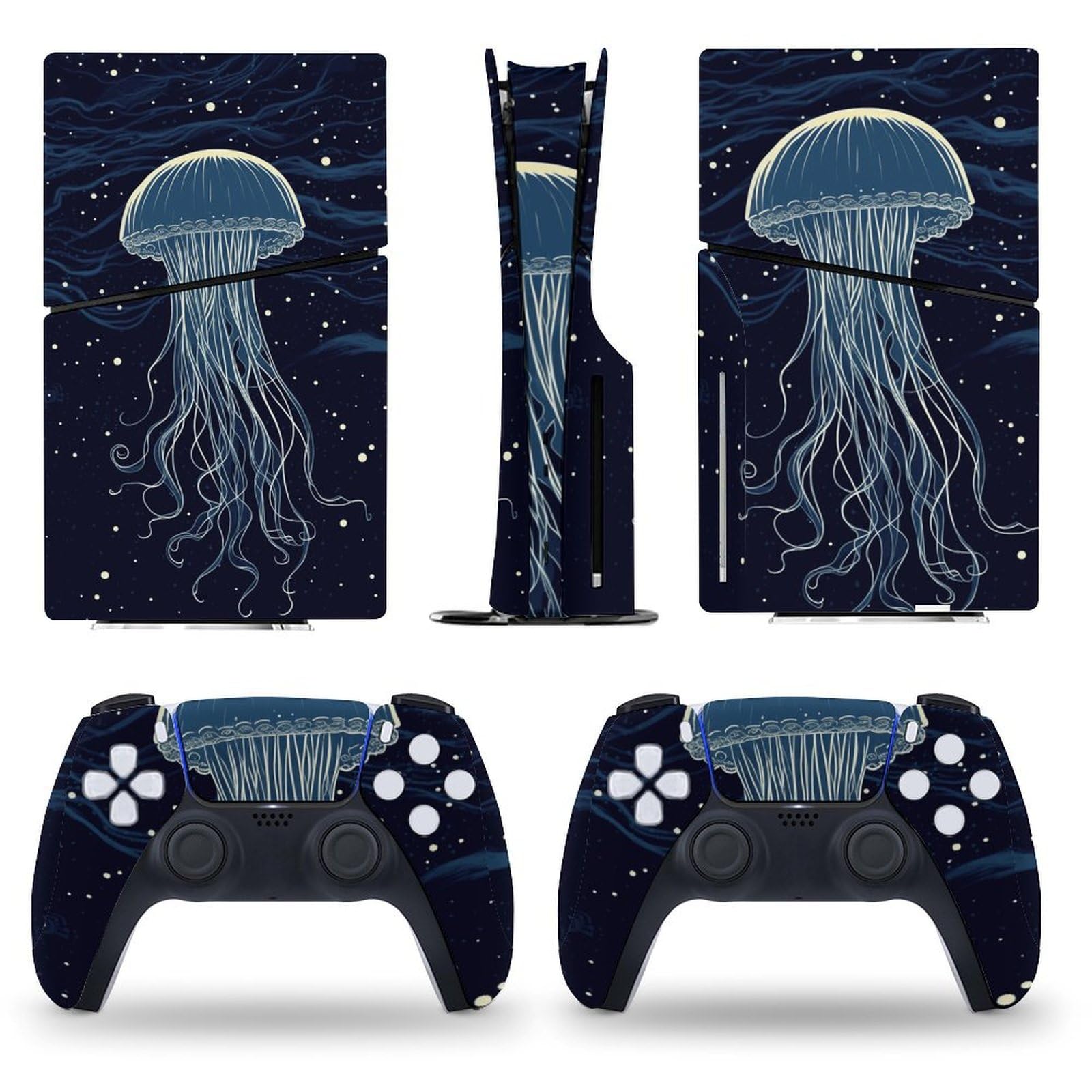 Anime Jellyfish Vinyl Skin Cover Full Set for PS5 Slim Disc Edition - Console & Controller Accessories, Protective Sticker Decal | Gaming Room Decor, Perfect Gift for Playstation 5 Slim Owners