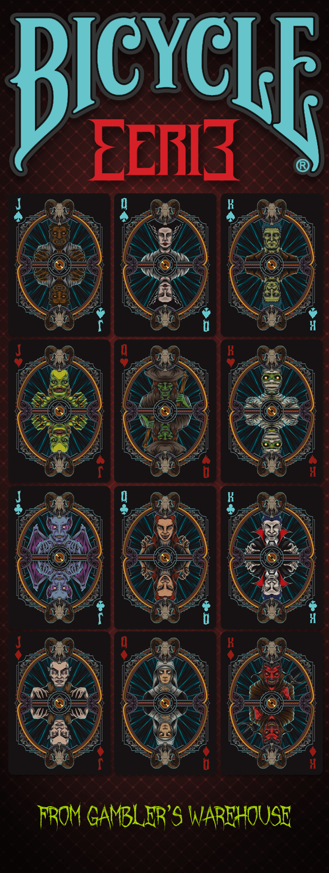 Bicycle Eerie Playing Cards - Spooky Ghost-Themed Deck for Magic Tricks & Halloween Games | Perfect for Cardistry, Poker Nights & Themed Parties