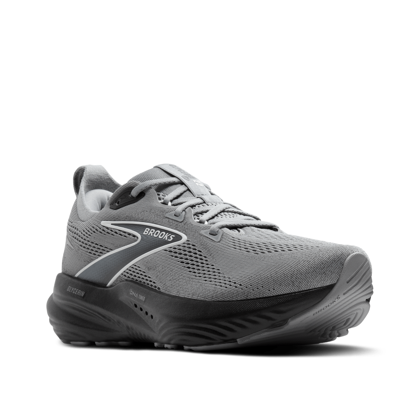 Brooks Glycerin 22 Running Shoes for Men (2E Wide Width) - Primer Gray/Ebony/Bluewash | Cushioned Road Running Sneakers for Long Distance & Marathon Training