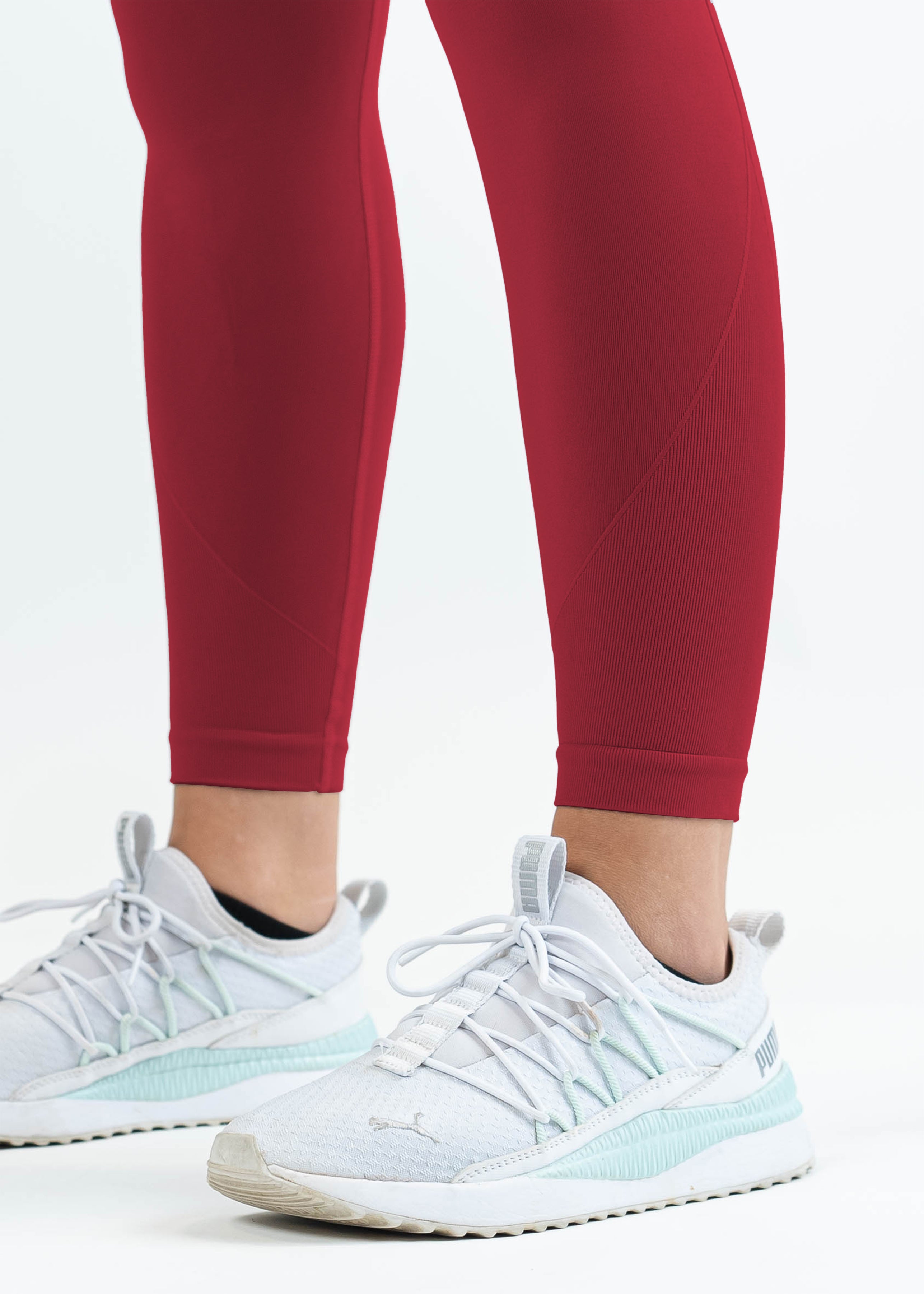 High-Waisted Sculpt Seamless Leggings for Women - Comfortable & Tummy Control - Cranberry Red - Perfect for Yoga, Workouts & Everyday Wear