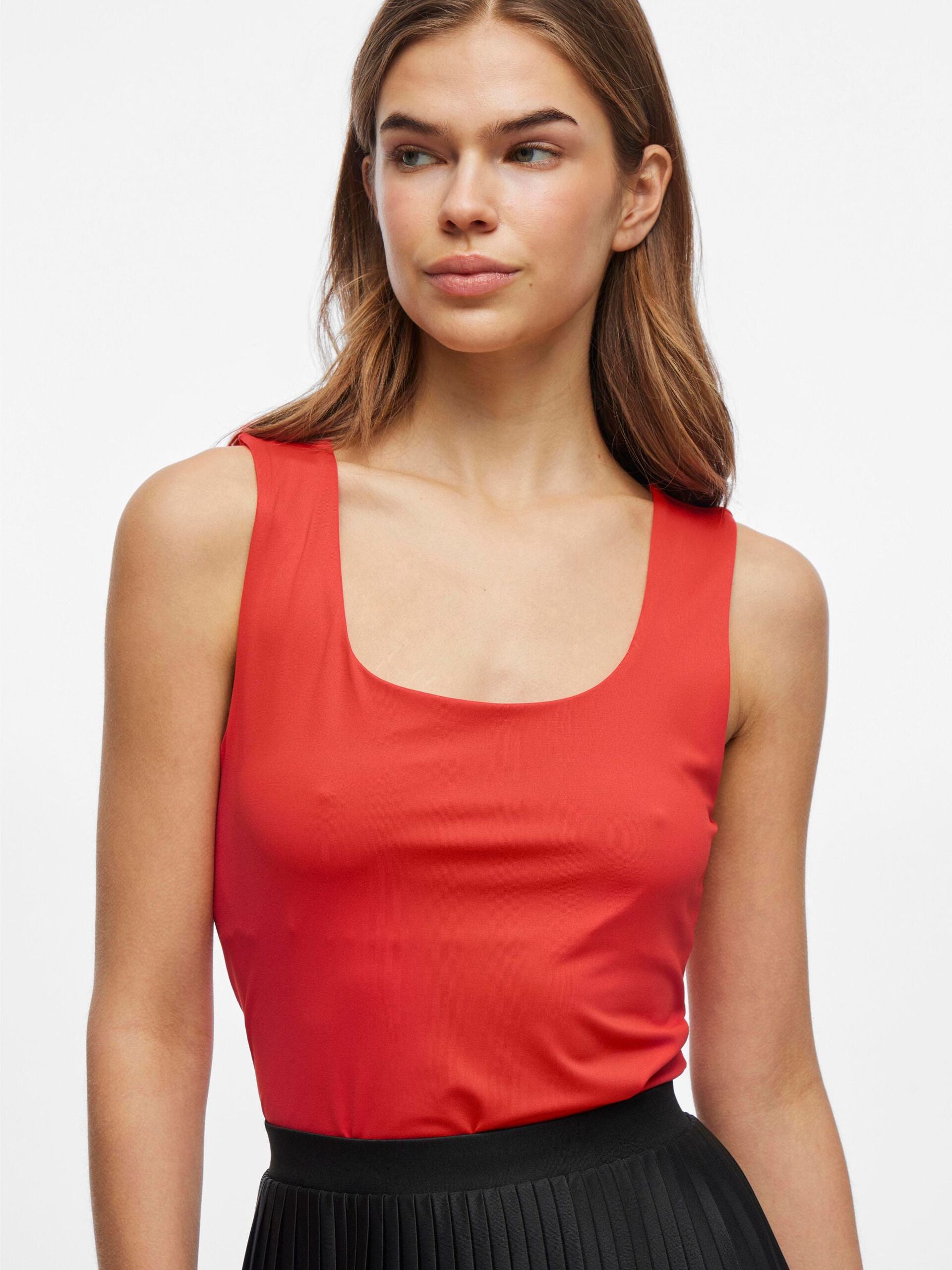 Kennza Women's O-Neck Tank Top - Soft Stretchy Camisole for Summer, Casual Wear & Layering (Poppy Red) | Perfect for Yoga, Beach & Everyday Comfort