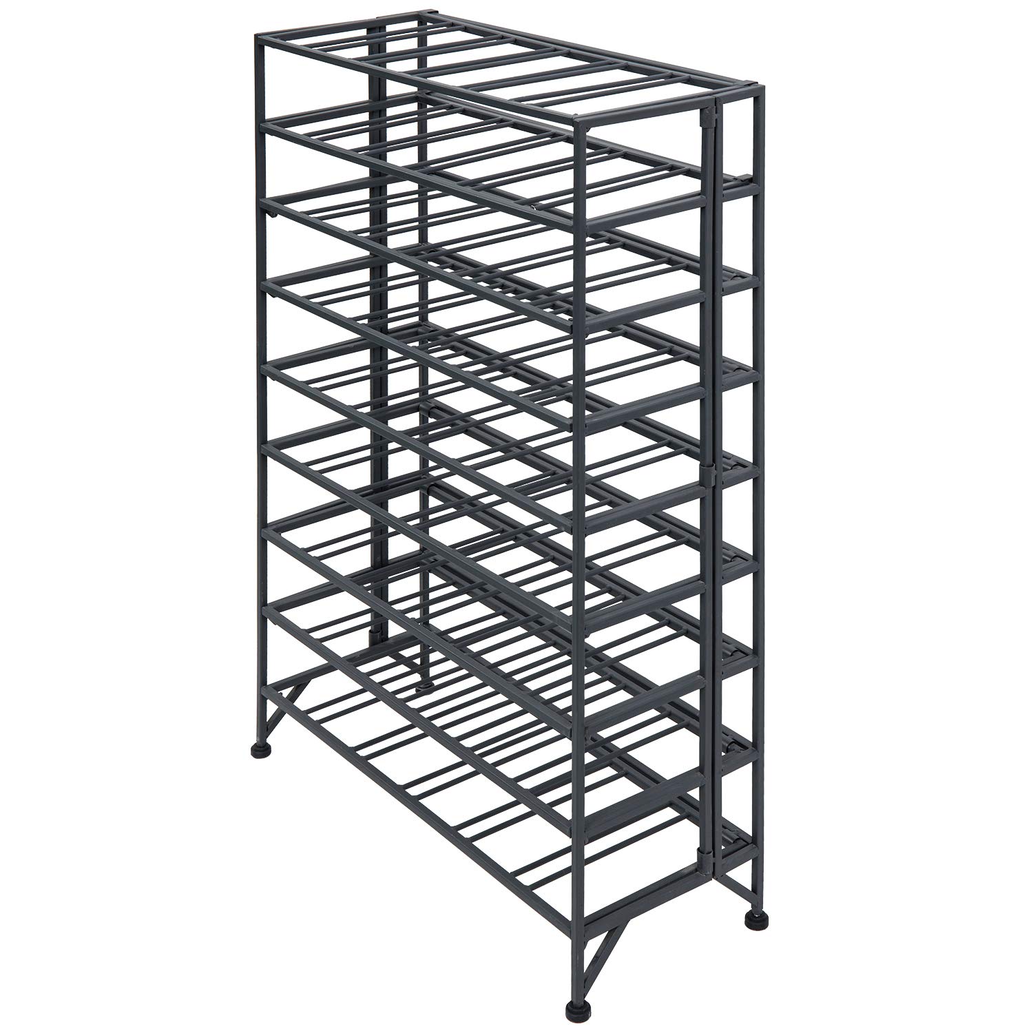 MyGift 9-Tier Freestanding Metal Wine Rack - Holds 54 Bottles, Gray Floor Standing Wine Bottle Storage Shelf for Kitchen, Dining Room, Bar or Cellar Organization