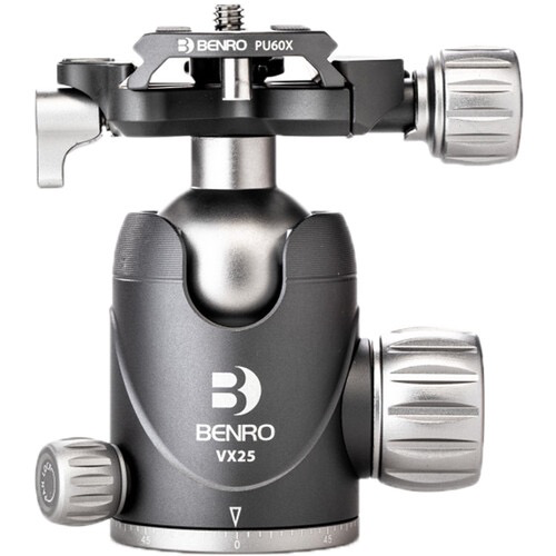 Benro VX25 Two Series Arca Swiss Style Aluminum Ballhead with PU60N Camera Plate - Professional Tripod Head for DSLR & Mirrorless Cameras - Perfect for Landscape, Portrait & Wildlife Photography