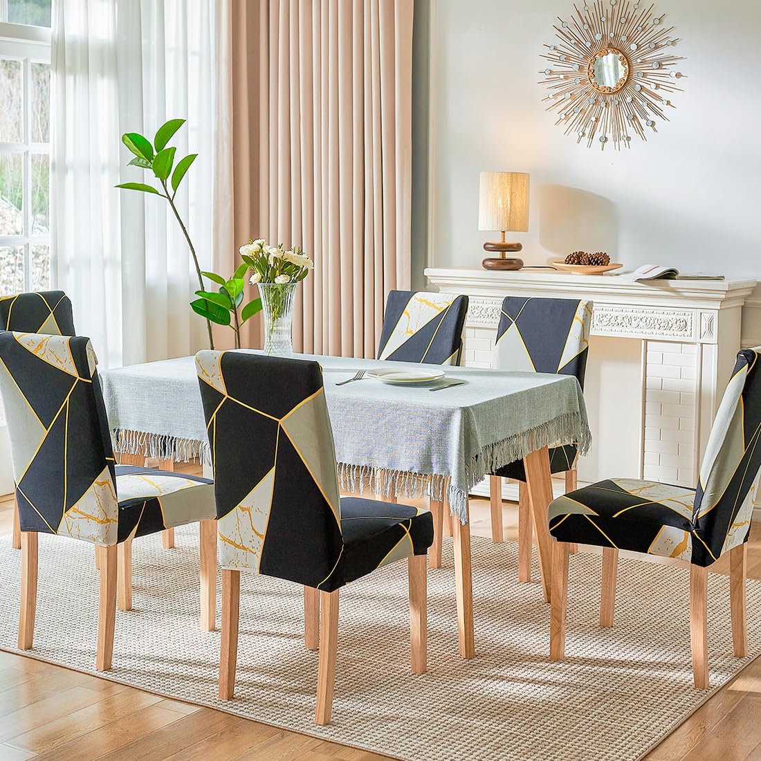 Stretch Dining Chair Covers 6 Pack - Washable Spandex Kitchen Parsons Chair Slipcovers for Home & Party (Blue) | Perfect for Dining Room, Kitchen, Wedding & Event Decor
