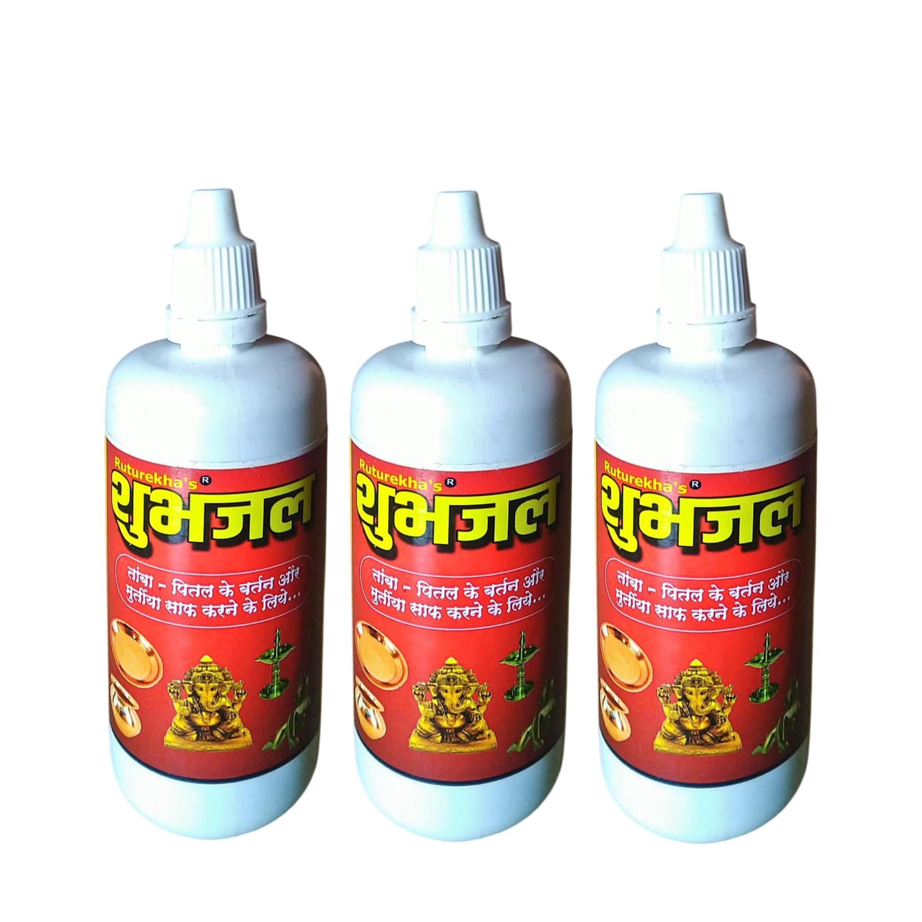 Ruturekha's Shubhjal Brass and Copper Cleaner - 3 Pack | Effective Polishing Solution for Tarnish & Oxidation Removal | Restores Shine to Brass, Copper, Jewelry & Antiques | Perfect for Home Decor, Kitchenware & Collectibles