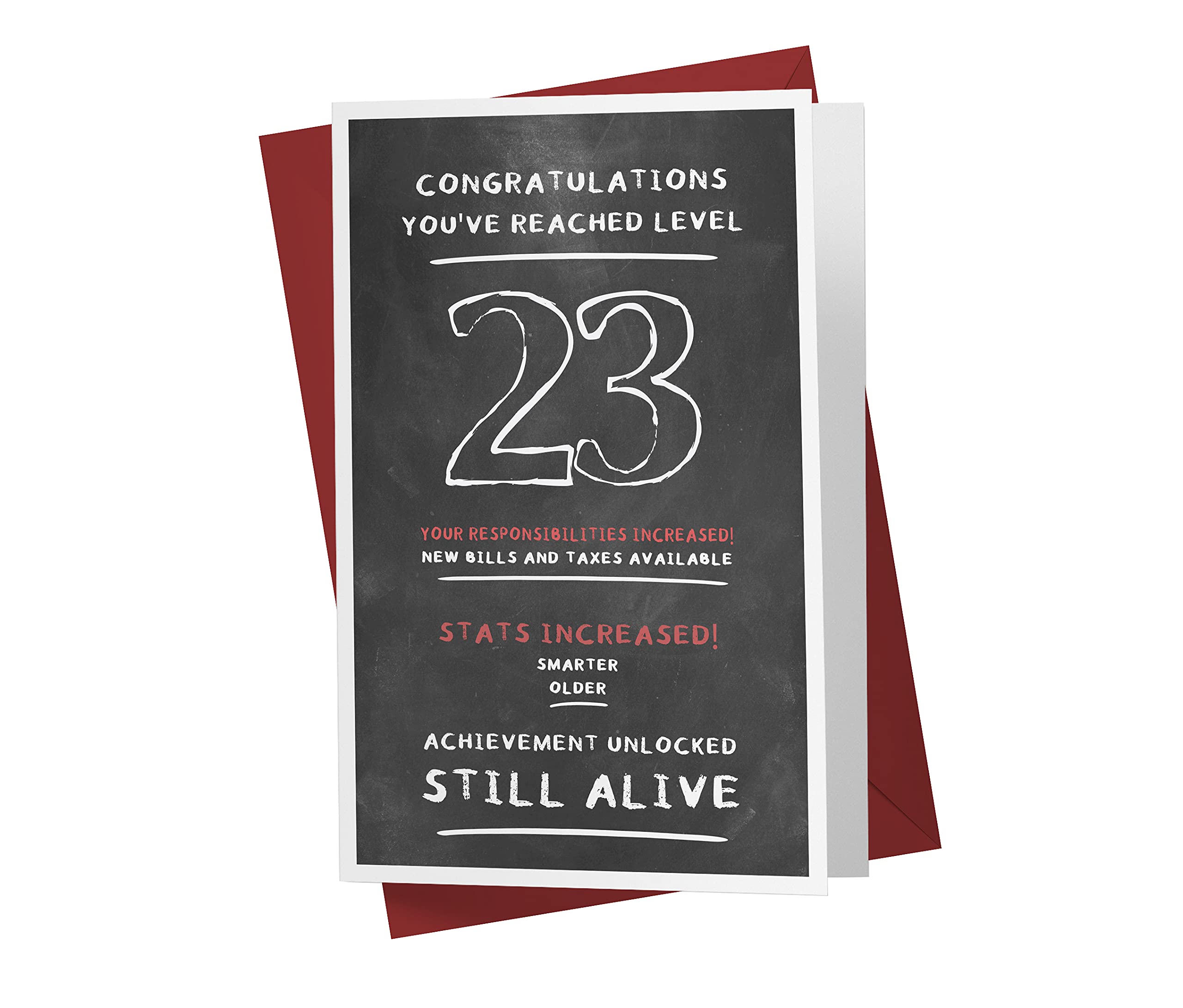 23rd Birthday Card for Him, Her, Dad, Mom, Brother, Sister & Friend | Happy 23 Years Old Anniversary Greeting Card | Perfect for Celebrating Milestone Birthdays & Special Occasions | Karto – Level Reached