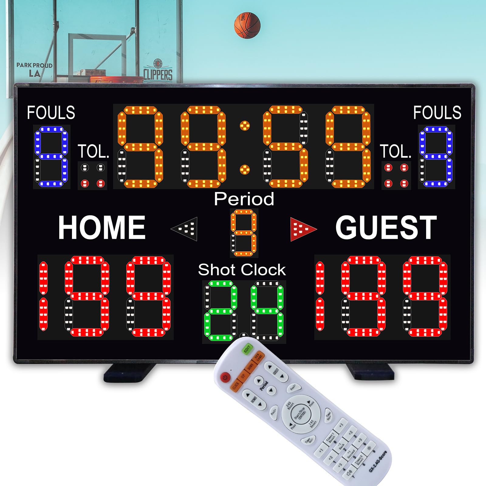 Upgraded Digital Basketball Scoreboard with Shot Clock (12/14/24/30/25/60 Seconds) - Remote Control, Thickened Design, Battery Powered for Indoor & Outdoor Courts - Perfect for Games, Tournaments & Practice Sessions