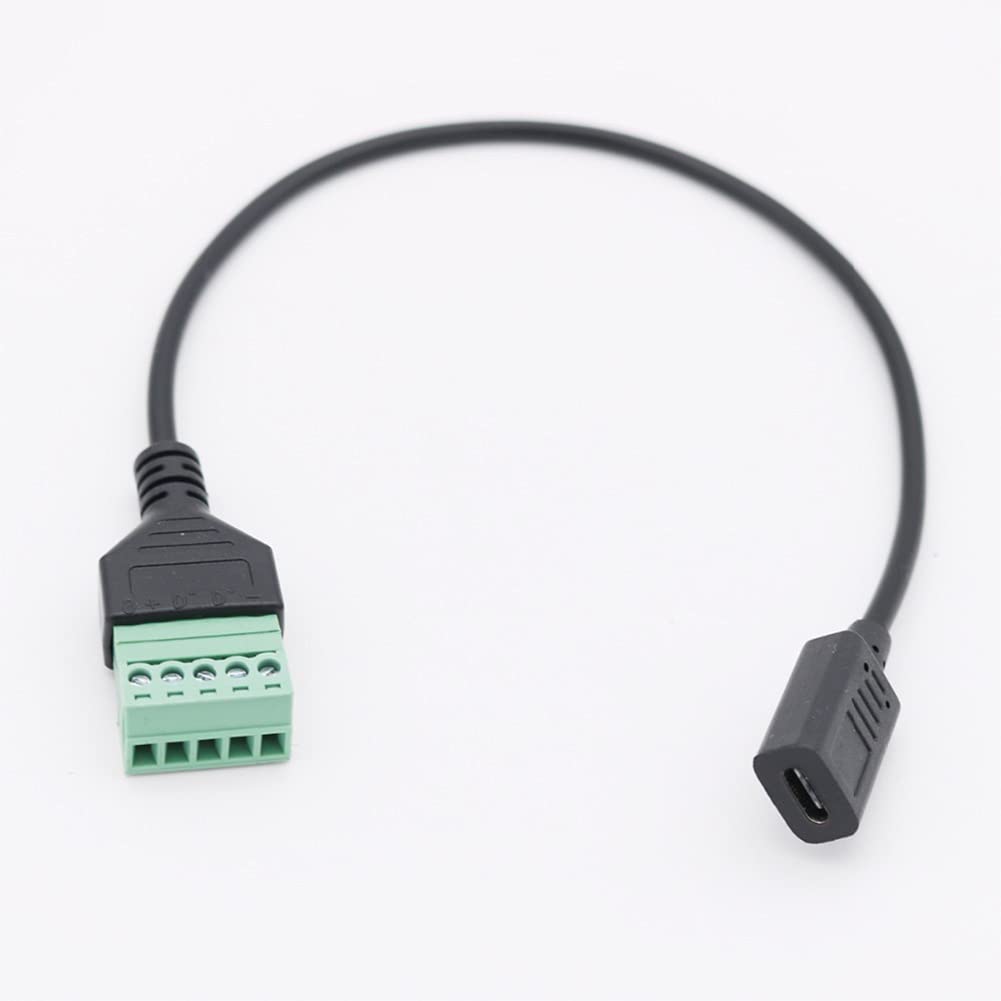2Packs 1ft USB Type-C Screw Terminal Block Connector - USB C to 5 Pin Screw Terminal Data Extension Cable with Screwdriver (USB C Female) - Perfect for DIY Electronics, Arduino Projects, and Industrial Control Wiring