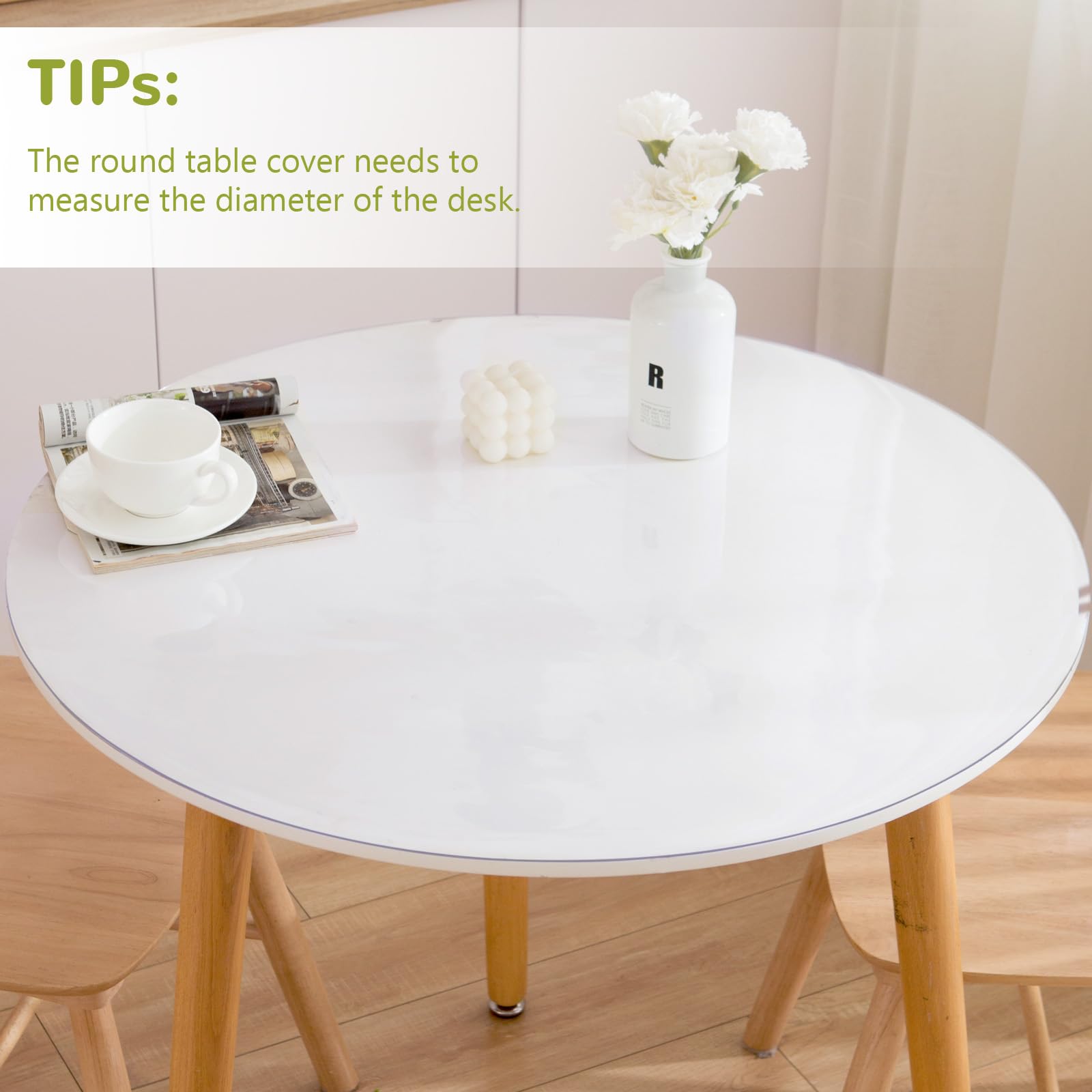 54 Inch Clear Round Table Cover - 1.5mm Thick Waterproof Vinyl Table Protector for Dining Room, Kitchen, Party & Outdoor Use - Fits 54