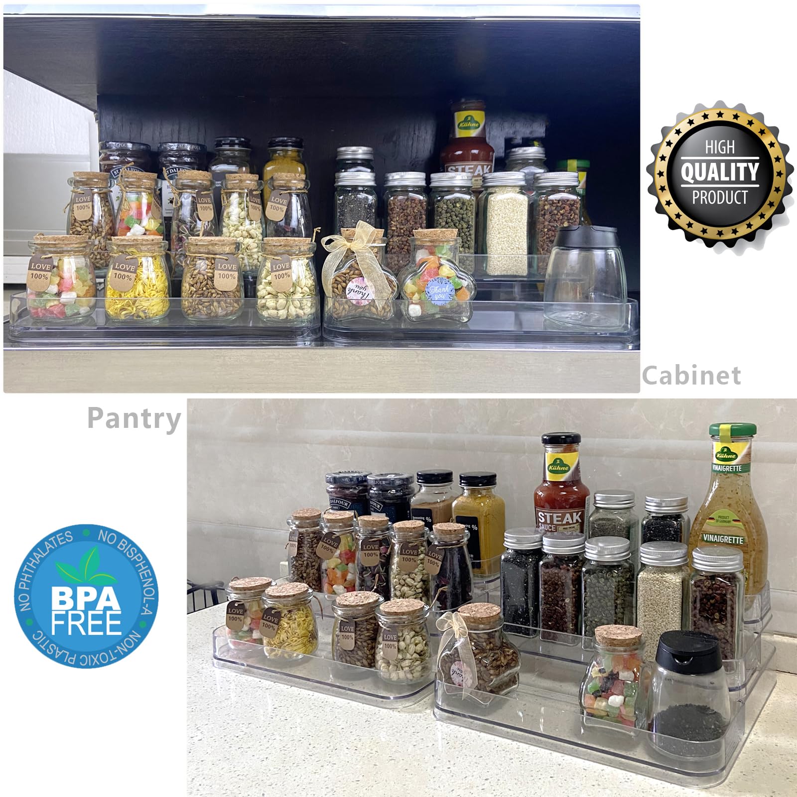 2-Pack Clear 3-Tier Perfume Organizer Shelf - Sturdy Skincare & Medicine Storage Rack for Lotions, Spices, Vitamins - Perfect for Bathroom Counter, Kitchen Cabinet & Vanity Organization