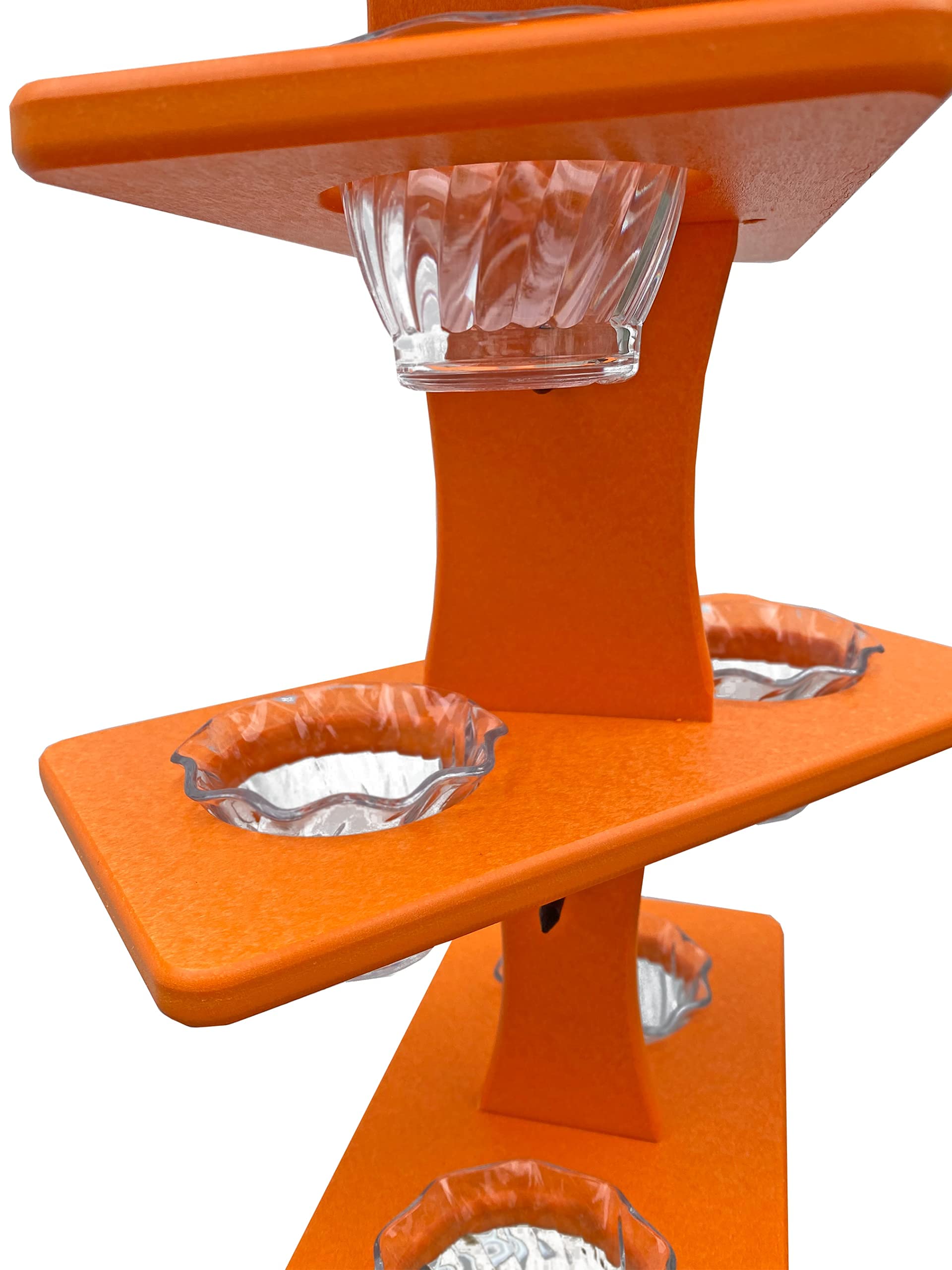 Amish-Made Plastic Poly Double Platform Hanging Oriole Bird Feeder with Fruit Slice Holders & Nectar Cups - Outdoor Jelly Bird Feeders for Orioles (Triple, Black & Bright Orange) | Perfect for Backyard Bird Watching & Garden Decoration