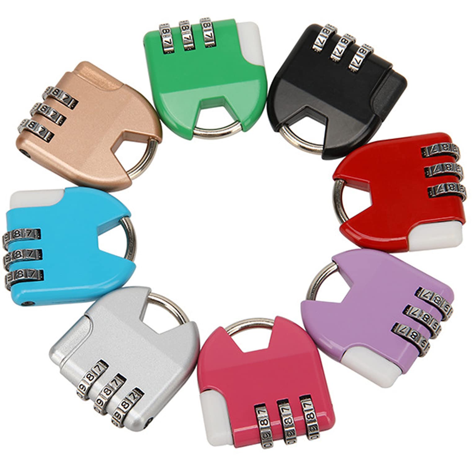 3-Digit Zinc Alloy Combination Lock - Secure Suitcases, Luggage, Backpacks, Lockers & Cabinets - 8 Color Options for Travel, School & Home Security