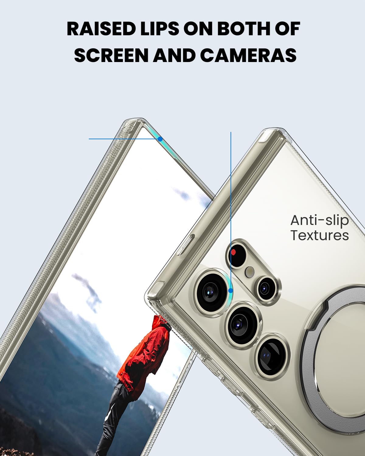 CaseBorne Magnetic Clear Hybrid Case for Samsung Galaxy S24 Ultra - 3-in-1 Combo with MagSafe Compatibility, Built-in Kickstand & Tempered Glass Screen Protector | Perfect for Work, Travel & Everyday Protection