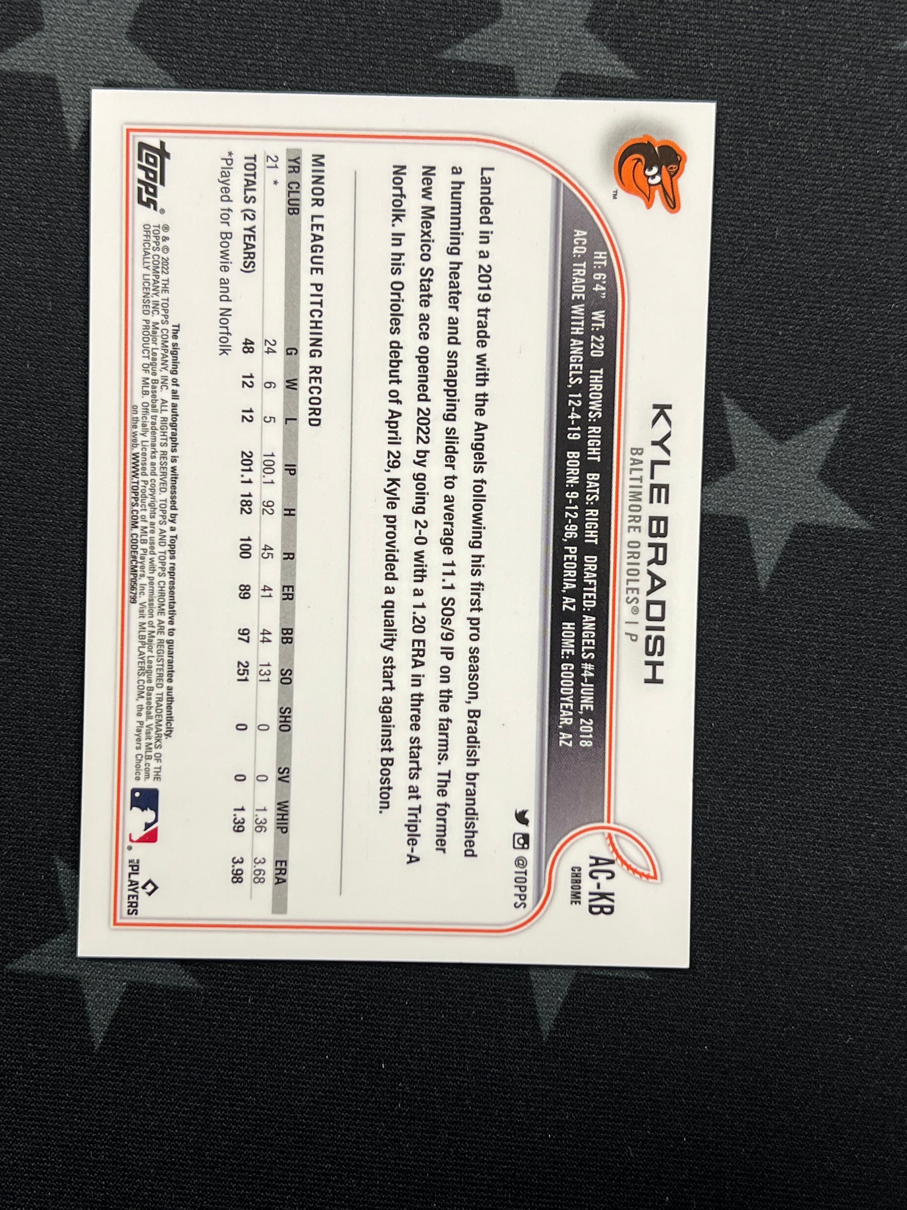 2022 Topps Chrome Kyle Bradish Rookie Refractor Auto Baltimore Orioles Baseball Card - Perfect for Collectors, Sports Memorabilia Fans & Investment