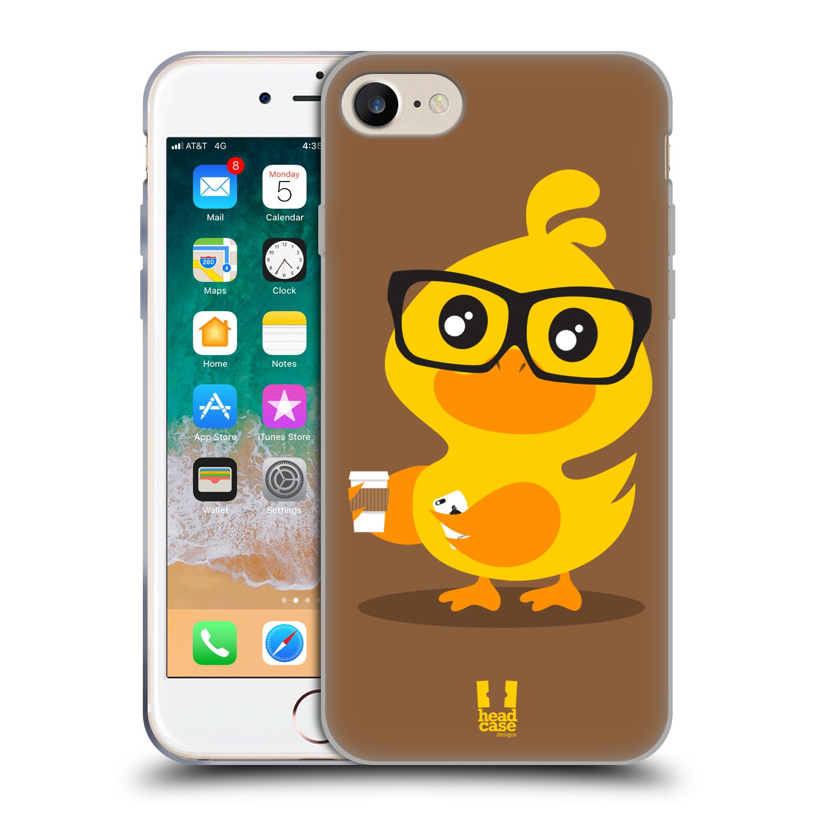 Hipster Kawaii Duck Soft Gel Phone Case for Apple iPhone 7/8/SE 2020 & 2022 - Cute Protective Cover with Anti-Slip Grip - Perfect for Everyday Use, School, Work & Travel