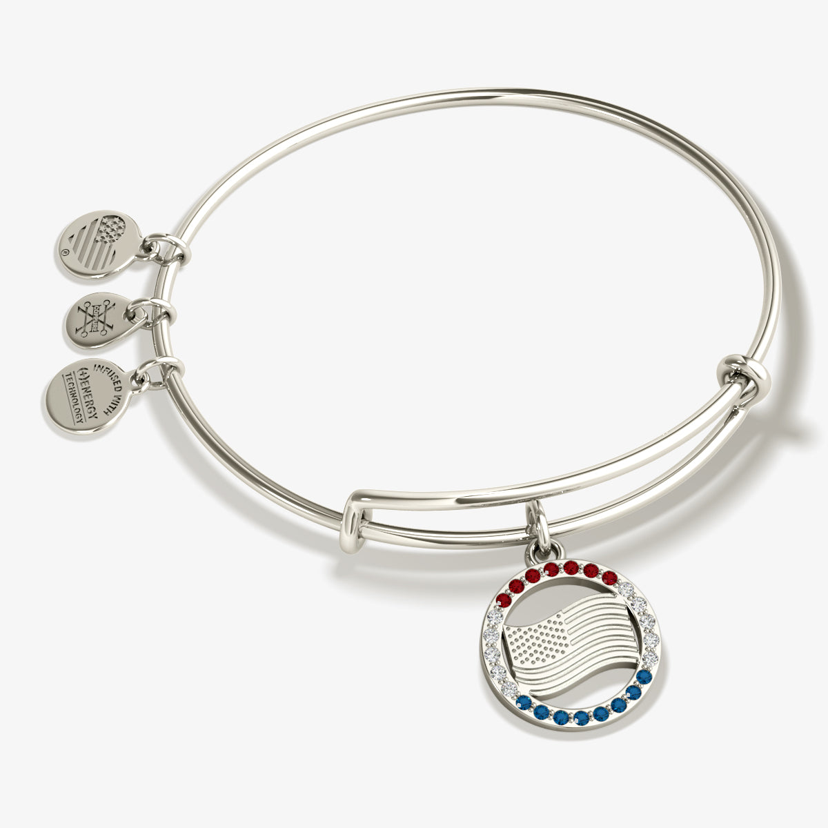Patriotic American Flag Charm Bangle Bracelet - USA Pride Jewelry for 4th of July, Memorial Day & Veterans Day Celebrations