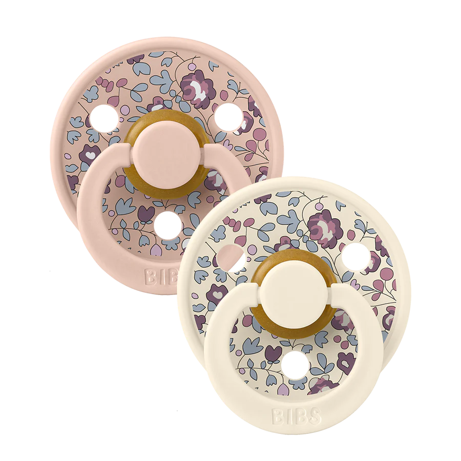 BIBS x Liberty London Round Pacifiers Twin Pack - Soft & Safe Baby Soothers for Daytime & Nighttime Comfort