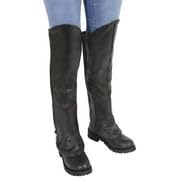 Milwaukee Leather LKL6755 Women's Black Leather Knee High Half Chaps with Zipper Entry - Equestrian Riding Boots for Horseback Riding & Western Fashion