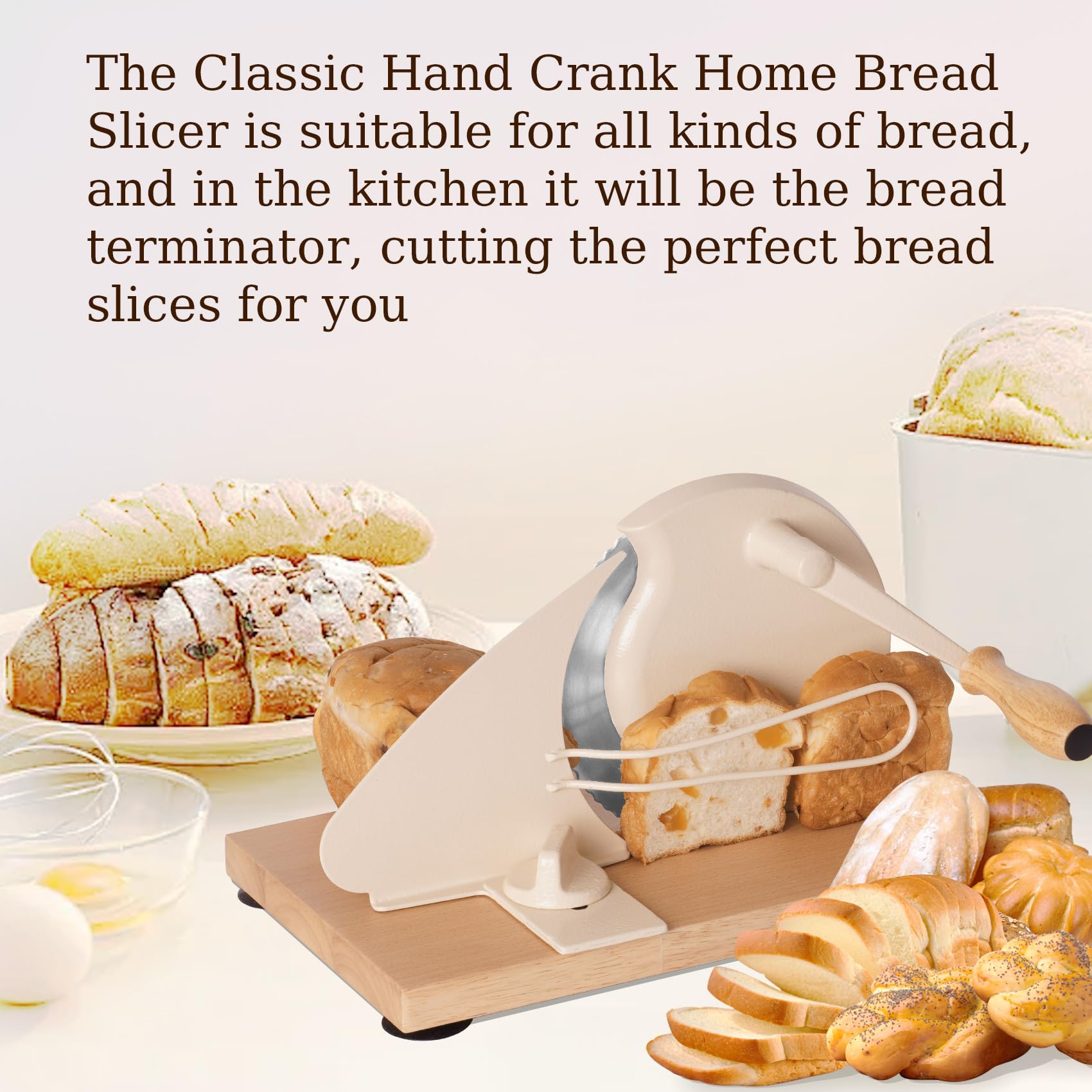 Premium Manual Bread Slicer for Homemade Sourdough & Artisan Bread - Adjustable Thickness Stainless Steel Blade - Ideal for Kitchens, Bakeries & Supermarkets - Perfect for Slicing Fresh Bread, Sandwiches & Toast Preparation