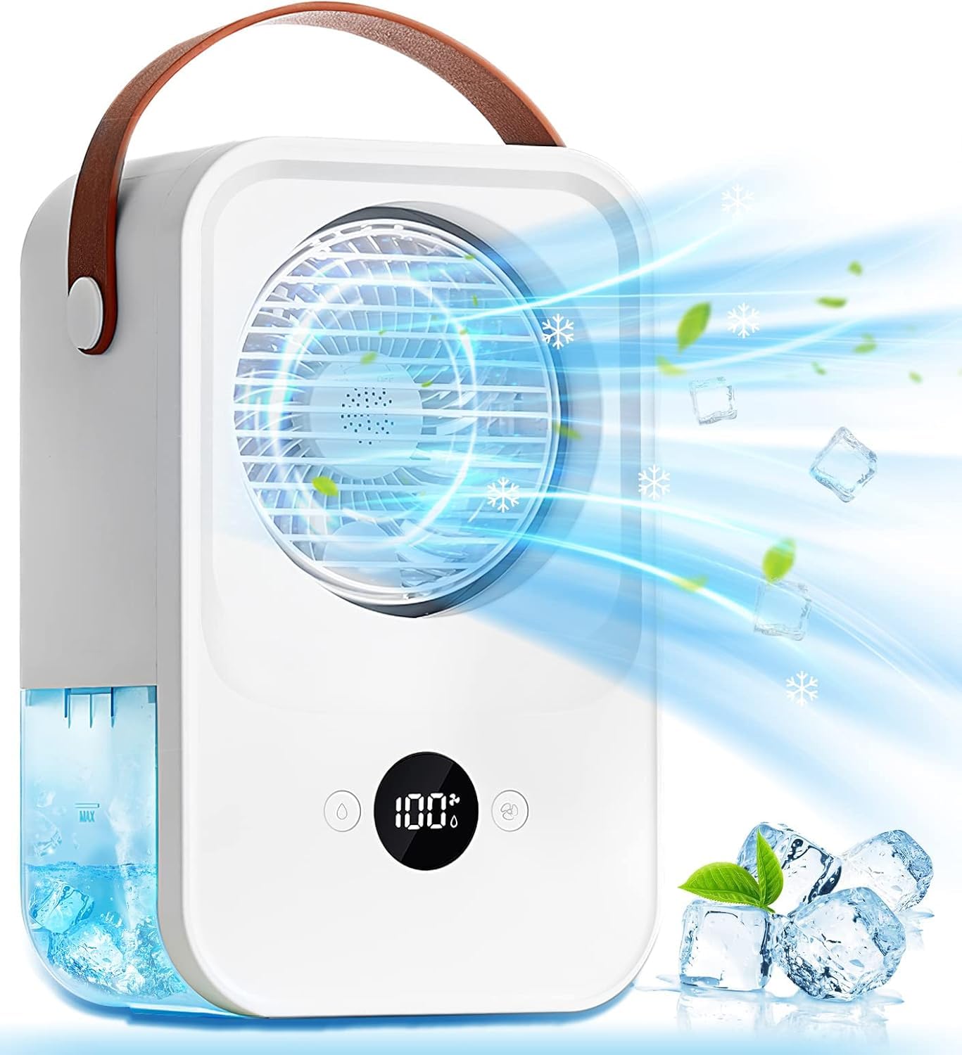 FADACHY Portable Air Conditioner Fan with Voice Control - 4000mAh Rechargeable Battery Mini AC - 4-Speed Desktop Humidifier for Room, Office & Camping | Perfect for Home Cooling, Office Workspace & Outdoor Adventures