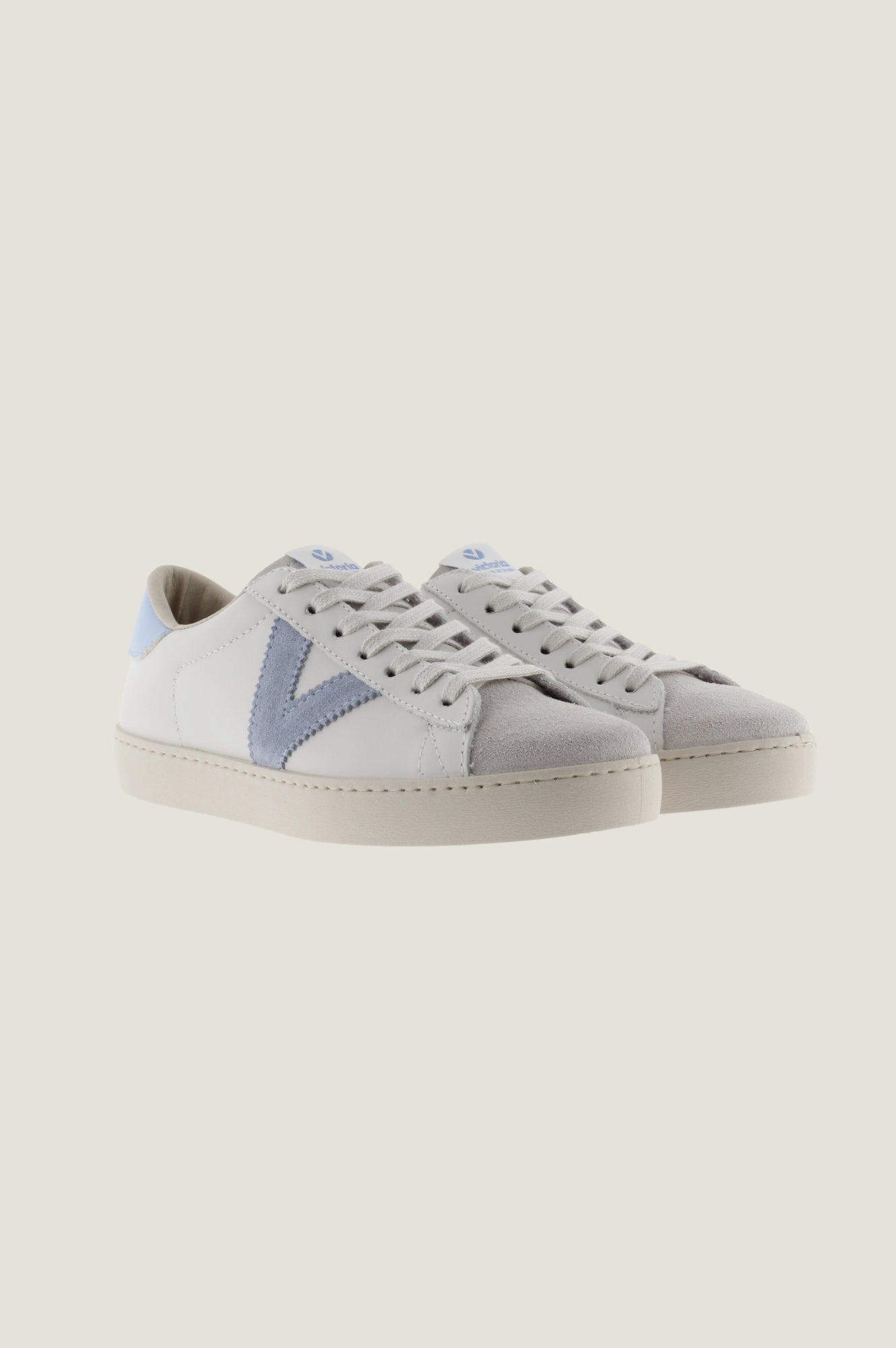 VICTORIA Berlin Low Top Sneakers for Women - White & Blue Casual Shoes for Walking, Running & Everyday Wear