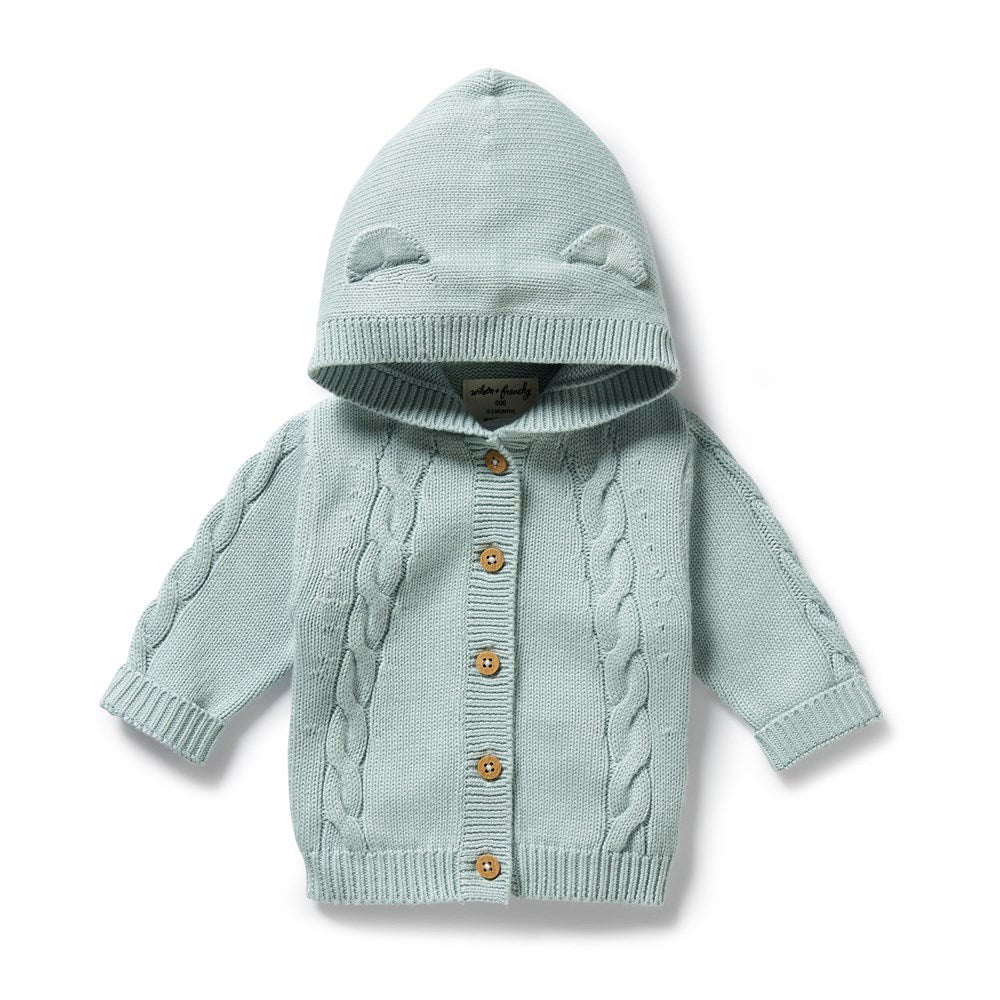 Organic Duck Egg Blue Knitted Cable Sweater for Women - Cozy Winter Pullover for Casual Outings & Outdoor Adventures