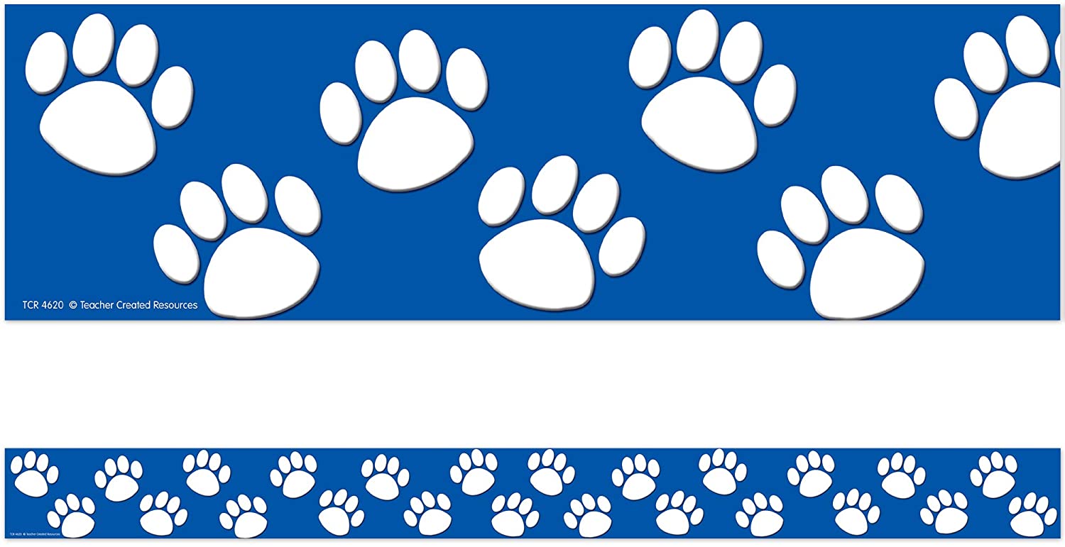 Blue and White Paw Print Border Trim for Dog Lovers - Perfect for Pet-Themed Classrooms, Nurseries, and DIY Crafts