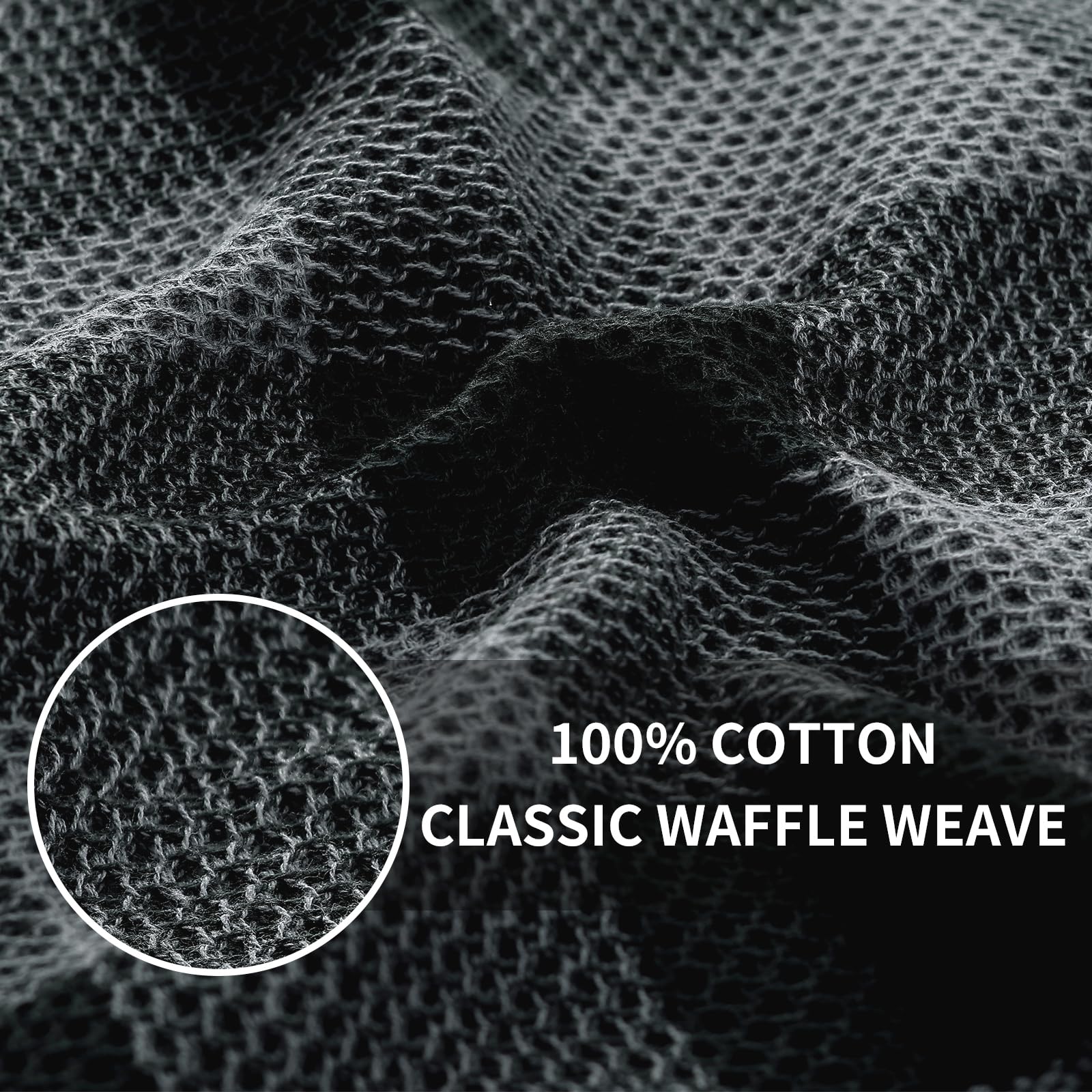 Homaxy 100% Cotton Waffle Weave Kitchen Towels - Super Soft & Absorbent for Dishes - 4-Pack Black & Grey - Perfect for Kitchen & Dining