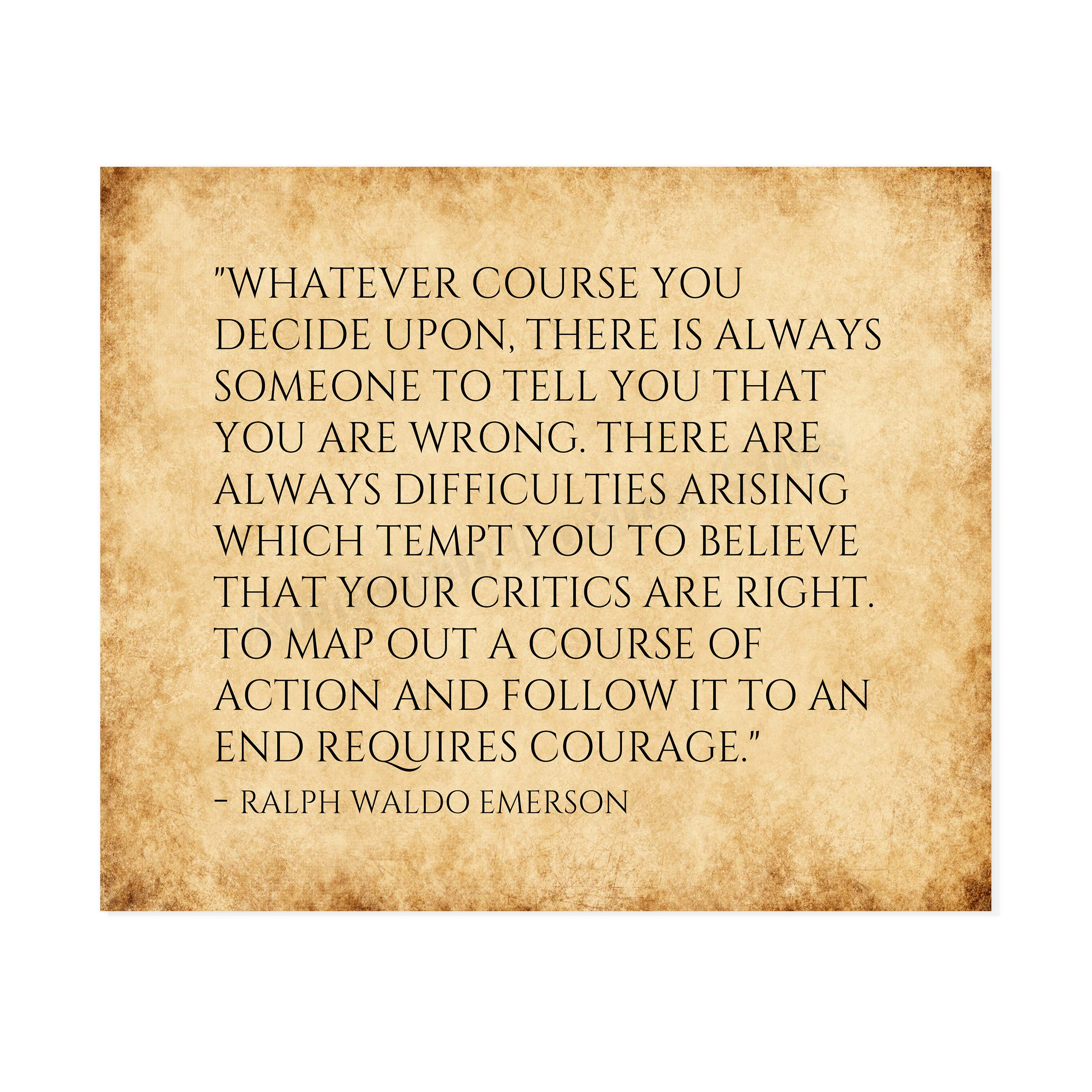 Ralph Emerson Inspirational Wall Art - Vintage Typographic Quote Print for Home, Office, Library & Classroom Decor | Unframed 10x8 Inches | Motivational Poetry Poster for Study Room, Living Room & Workspace