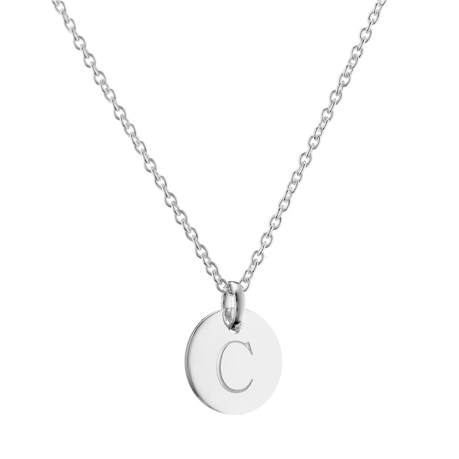 Hobury Silver Disc Engraved Initial Pendant Necklace - Personalized Custom Name Jewelry Gift for Women - Perfect for Birthdays, Anniversaries & Special Occasions