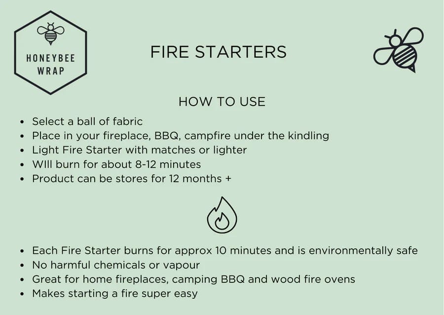Natural Beeswax Fire Starters 12 Pack - All-Natural Firelighters for Camping, Fireplace & Outdoor Adventures