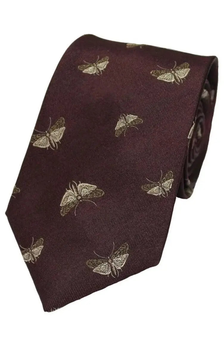 LA Smith Country & Hobby Moth Silk Ties for Men - Elegant Handmade Neckties for Weddings, Business & Formal Occasions