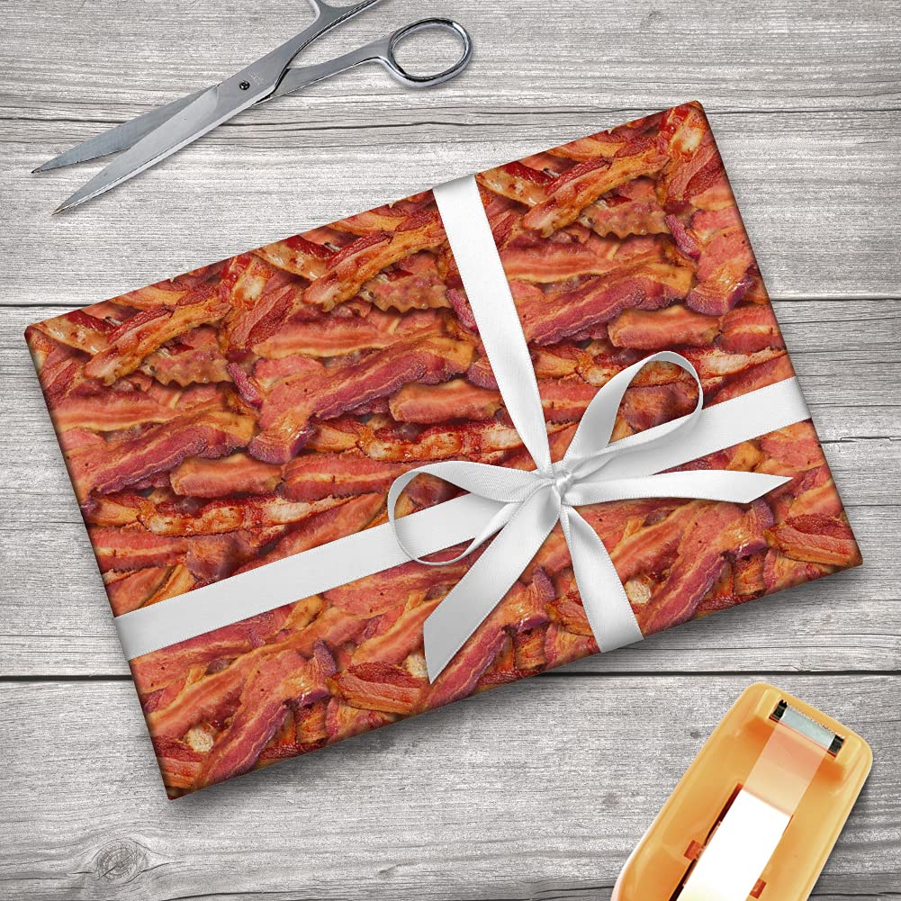 Bacon-Themed Gift Wrap Paper Rolls - Fun & Unique Wrapping Paper for Birthday, Christmas, Party Gifts - GRAPHICS & MORE Premium Quality Bacon Galore Design