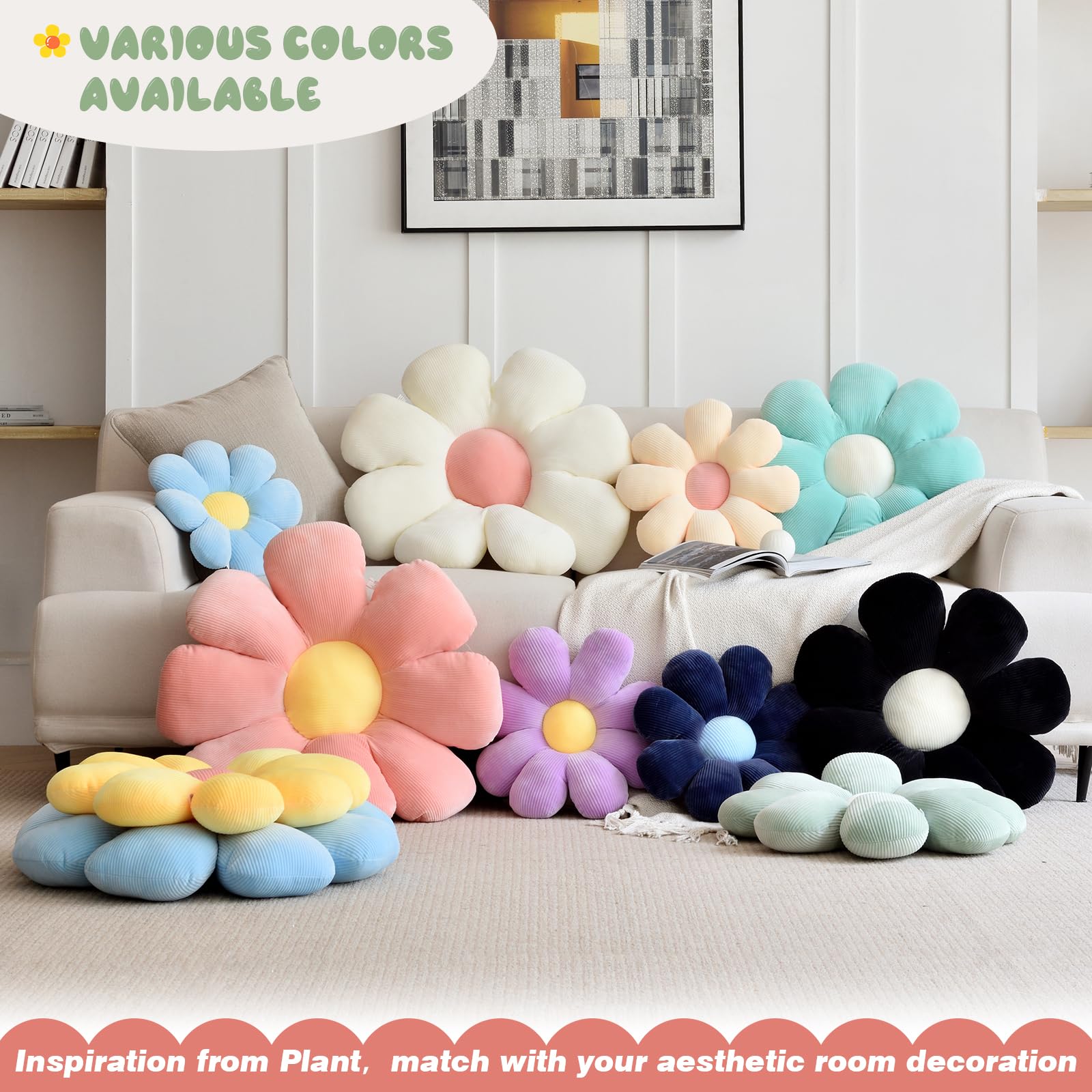 Daisy Flower Pillow - 21.6